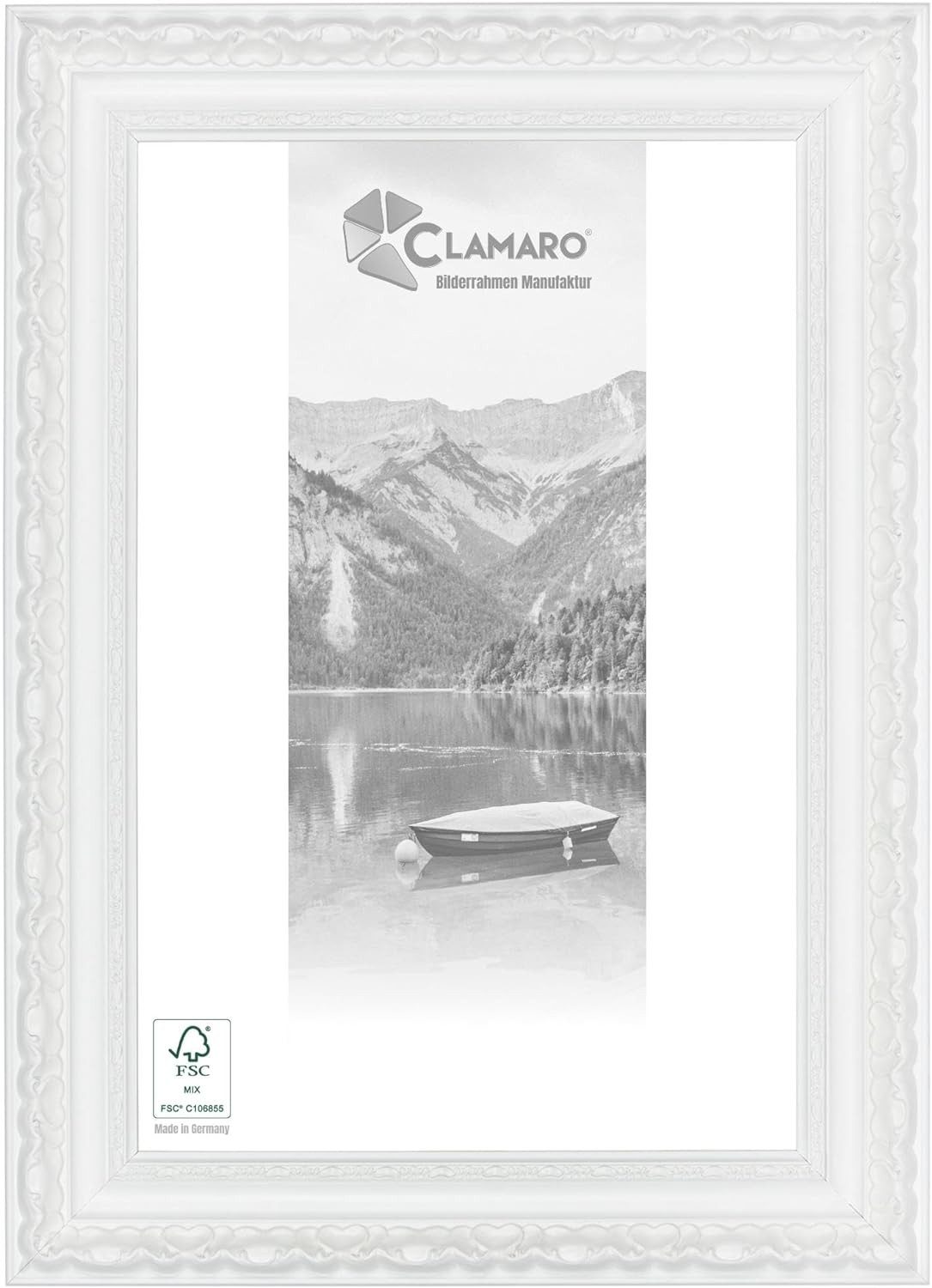 Clamaro Bilderrahmen, Bilderrahmen 'OTTO' CLAMARO Antik Massivholz Weiss Matt