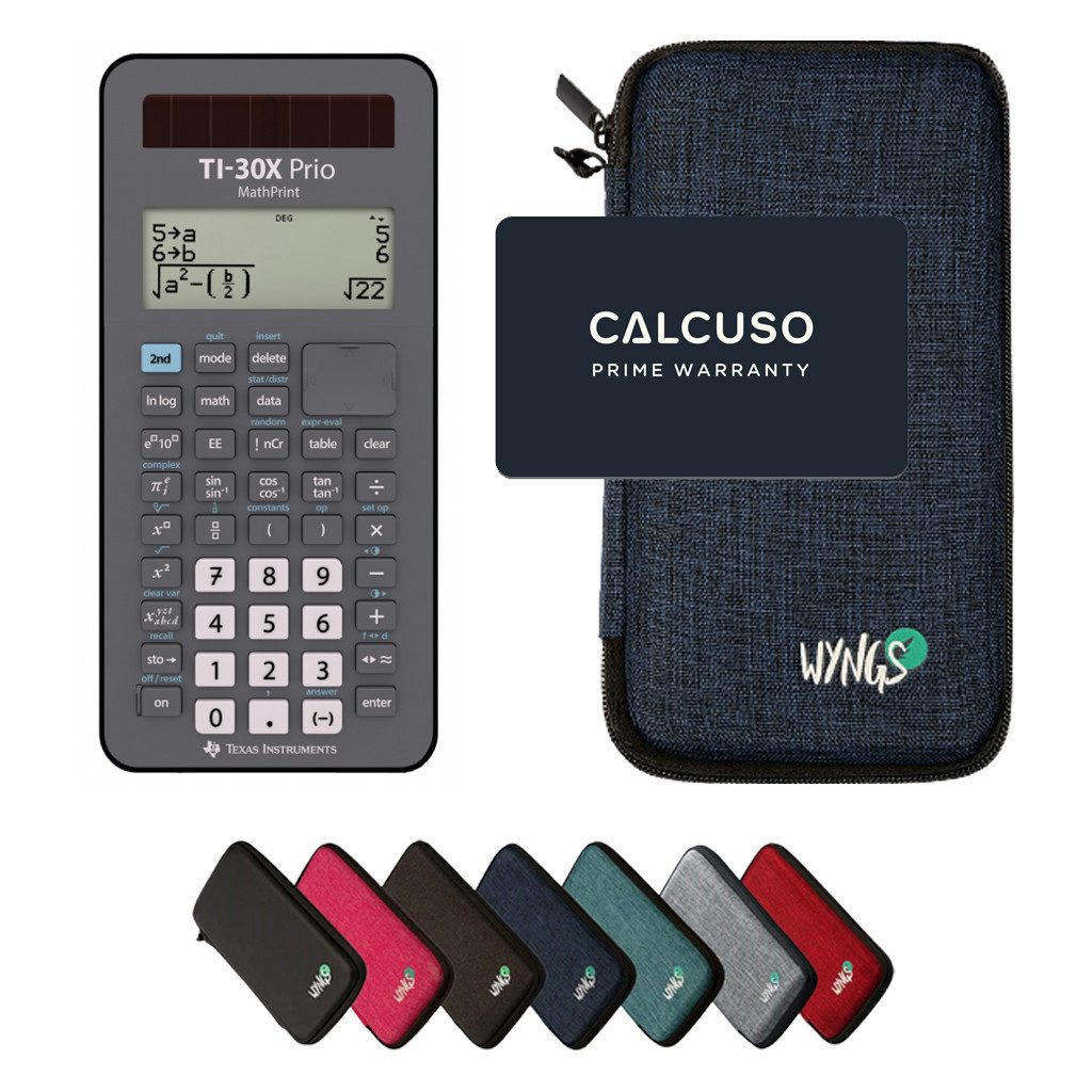 Texas Instruments Taschenrechner TI-30X Prio MathPrint inkl. WYNGS Schutztasche Blau
