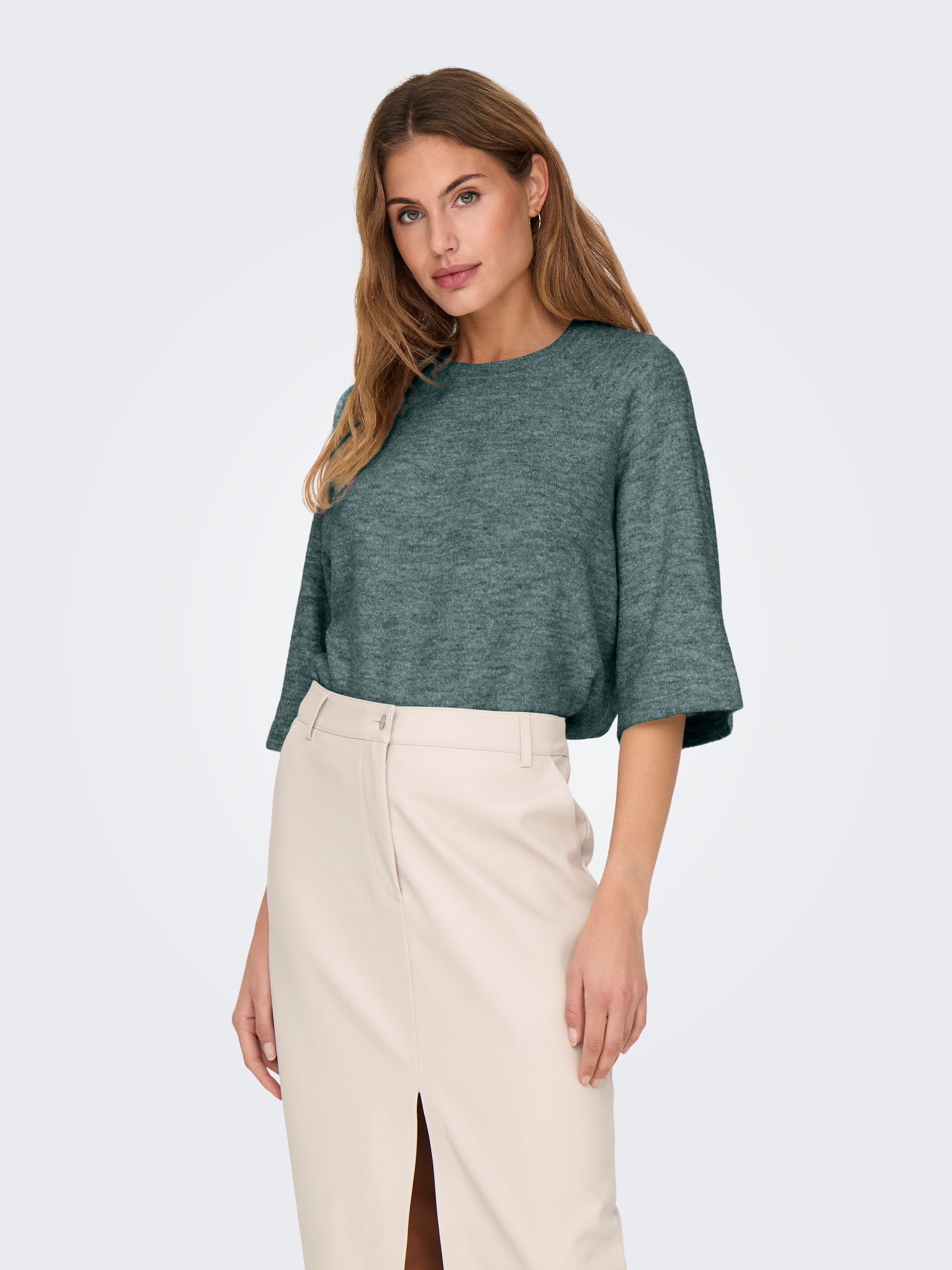 ONLY Strickpullover ONLSIMONI 3/4 PULLOVER KNT NOOS Materialmix, regular fit