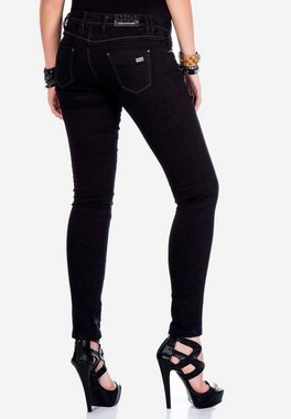 Cipo & Baxx Slim-fit-Jeans mit funkelndem Steinbesatz an den Taschen