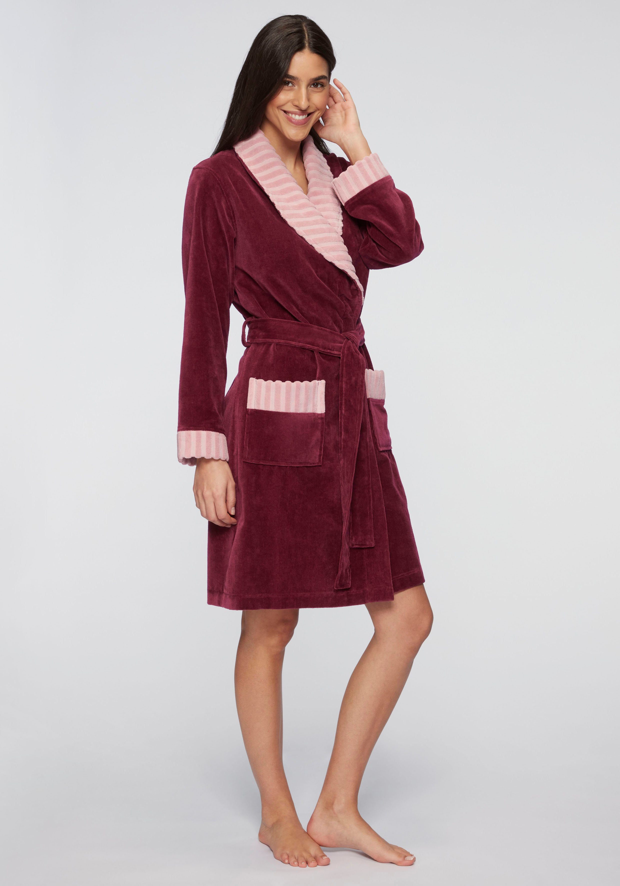 Vivance Dreams Bademantel, Midilänge, Baumwolle, Schalkragen, Gürtel günstig online kaufen