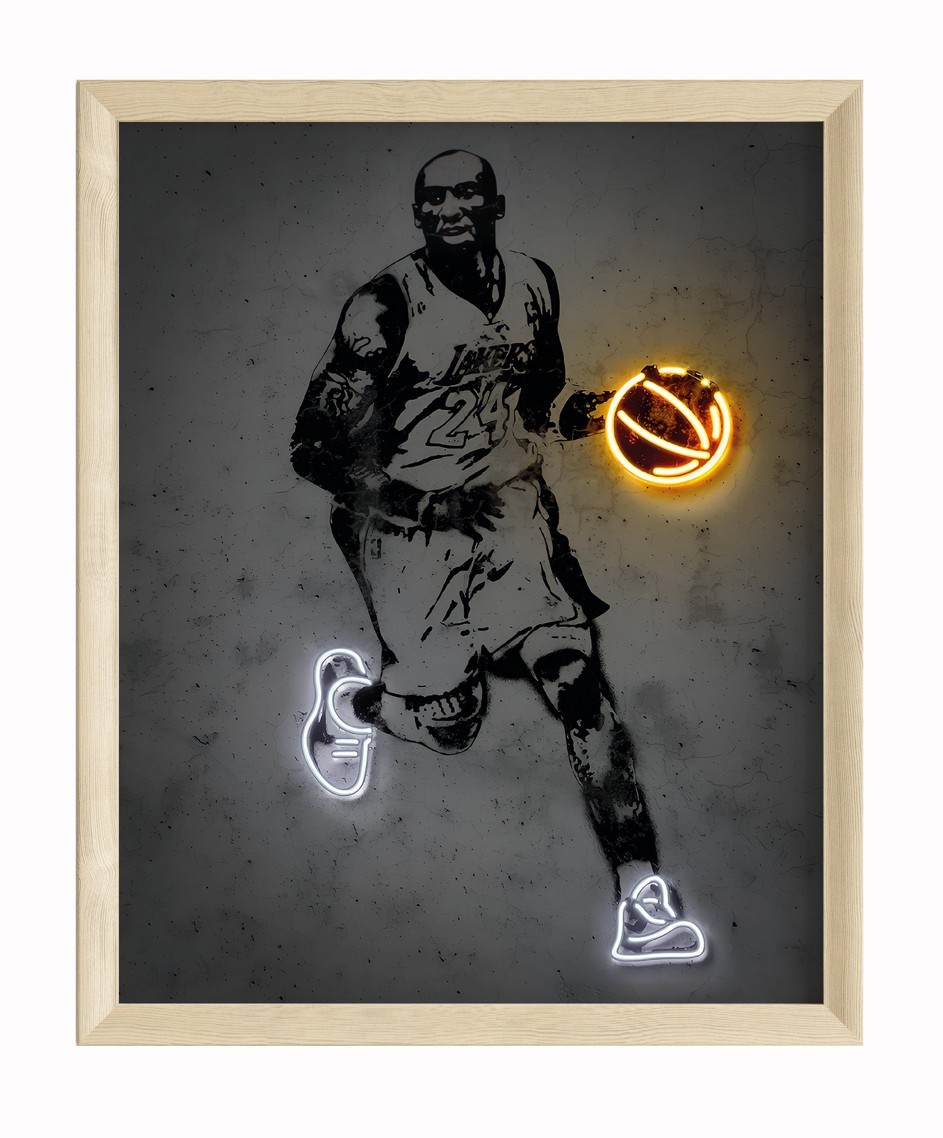 Poster Premium ® Kobe Bryant Basketball Poster · Neon Effekt · ohne Rahmen