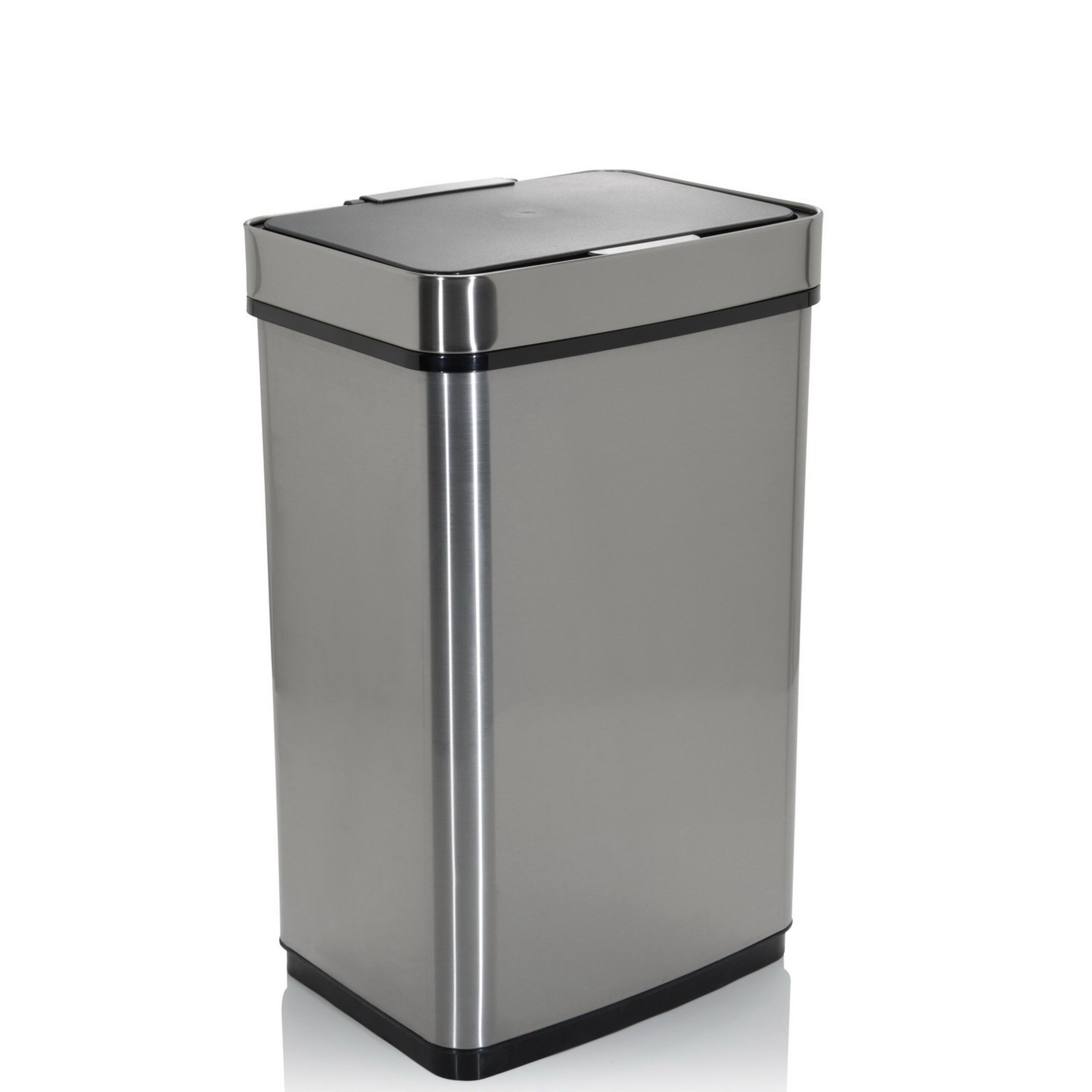 hjh OFFICE Mülleimer CLEAN IV Abfalleimer, 60 Liter, Abfalleimer mit Deckel, Automatisches Öffnen, Klemmring