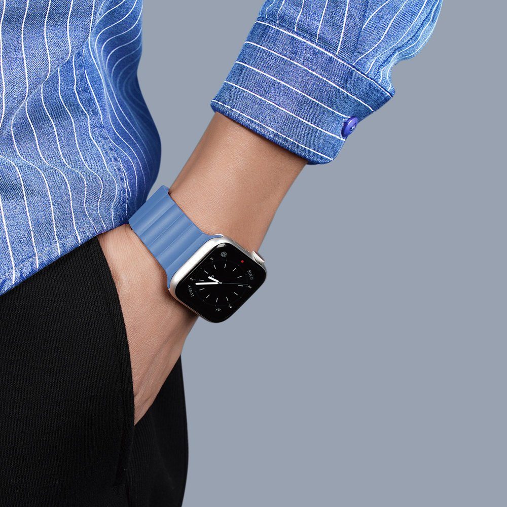 x 7/6/5/4/3/2 40 38 x Smartwatch-Armband mm) mit (41 / Ducis kompatibel Watch SE Uhrenarmband Dux Magnetband Blau Apple