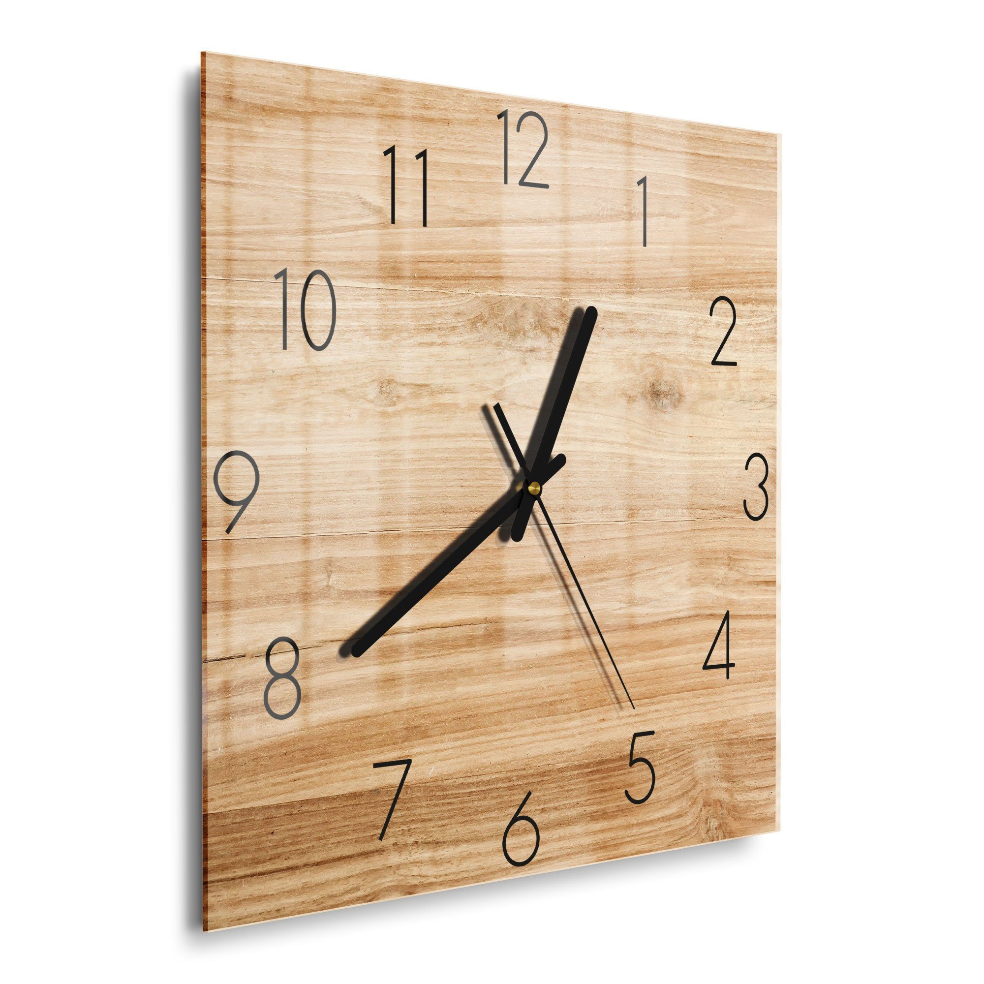 DEQORI Wanduhr 'Holzstruktur detailliert' (Glas Glasuhr günstig online kaufen