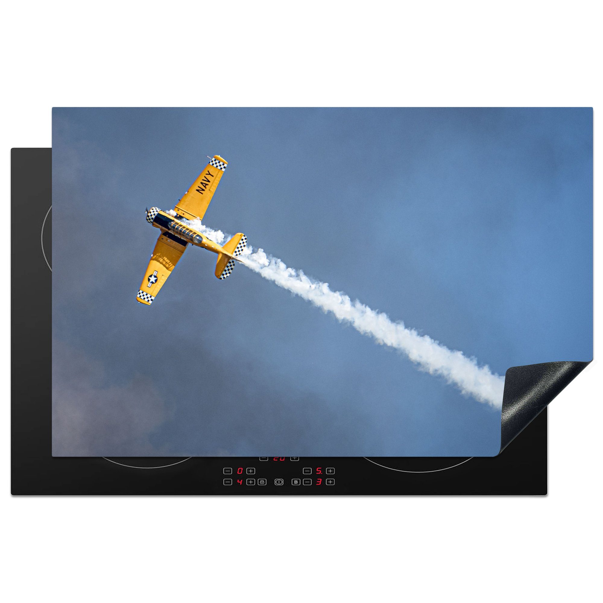 MuchoWow Herdblende-/Abdeckplatte Flugzeuge - Fliegen - Rauchen, Vinyl, (1 tlg), 81x52 cm, Induktionskochfeld Schutz für die küche, Ceranfeldabdeckung