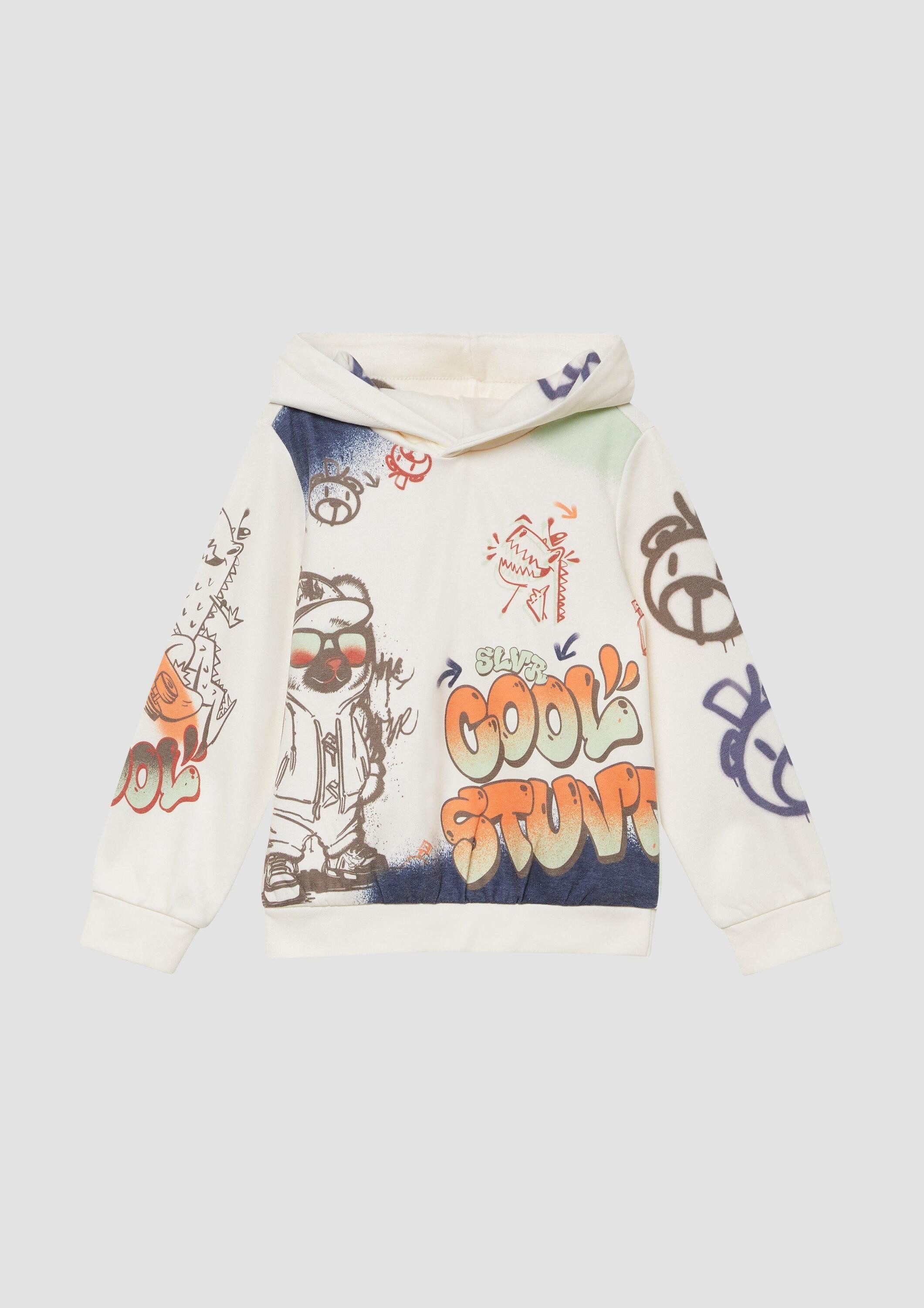 s.Oliver Sweatshirt Sweatshirt Hoodie mit All-over-Print im Graffiti-Stil