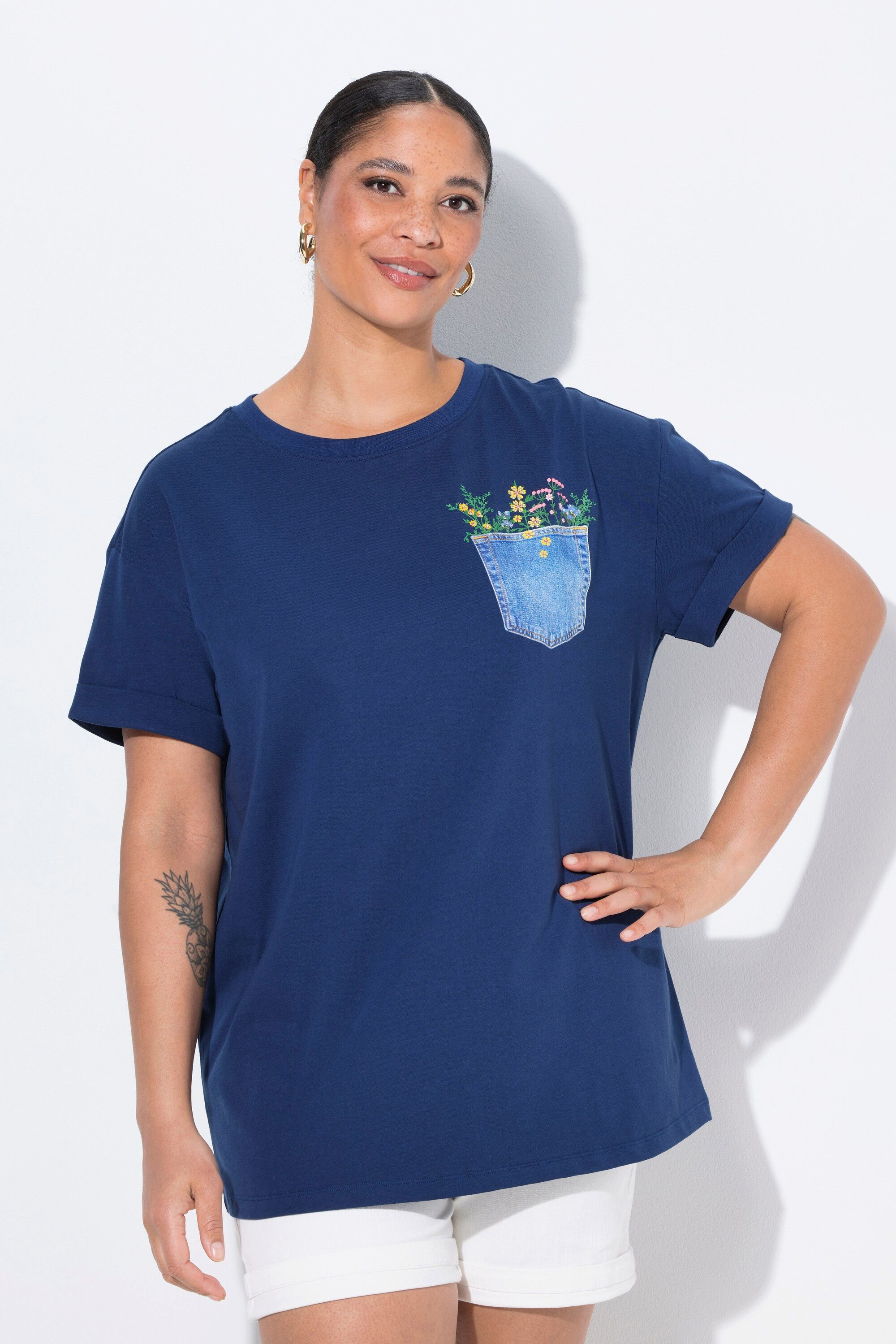MIAMODA T-Shirt T-Shirt Boxy Fit Brusttaschen-Druck günstig online kaufen