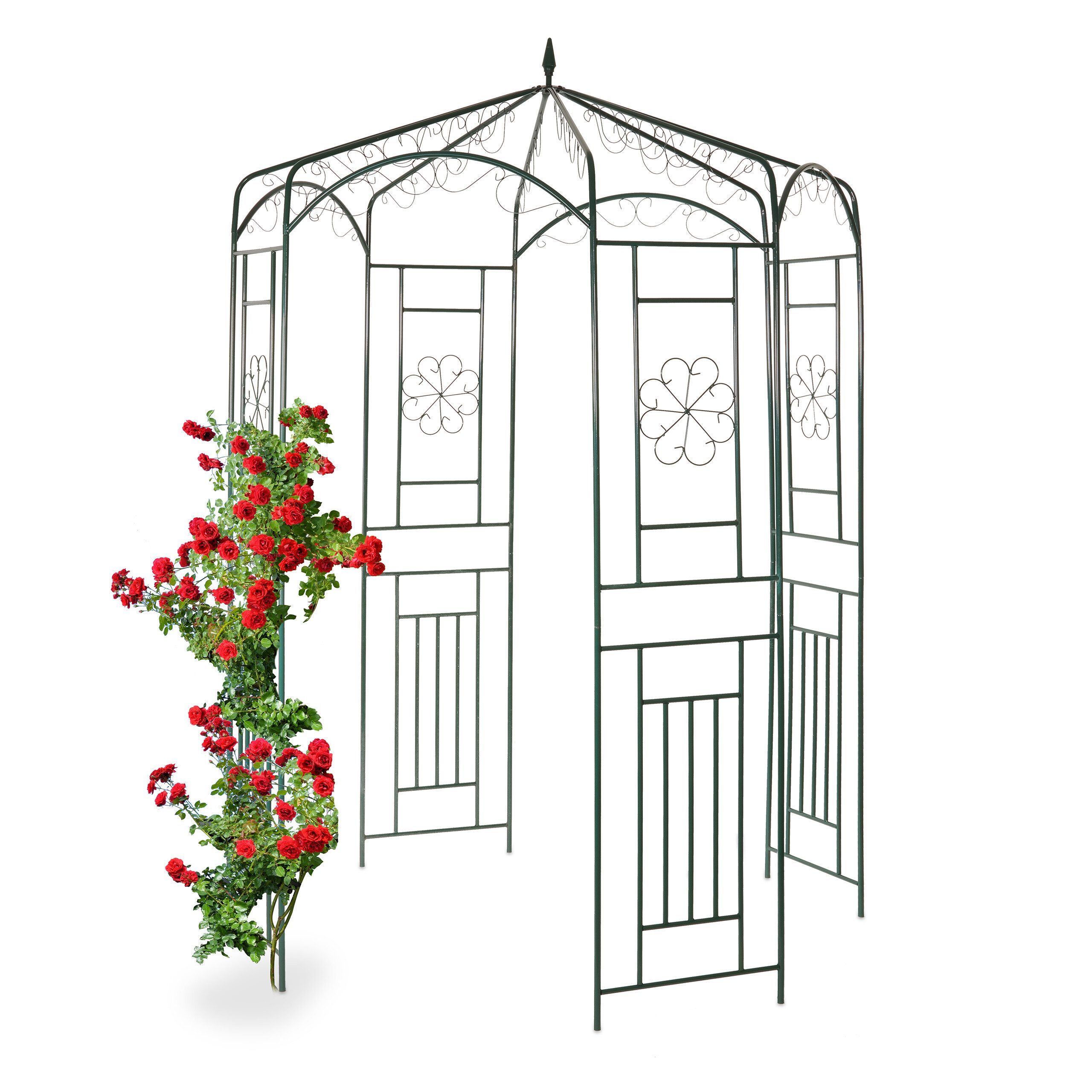 relaxdays Rosenbogen Rosenpavillon Metall, Grün günstig online kaufen
