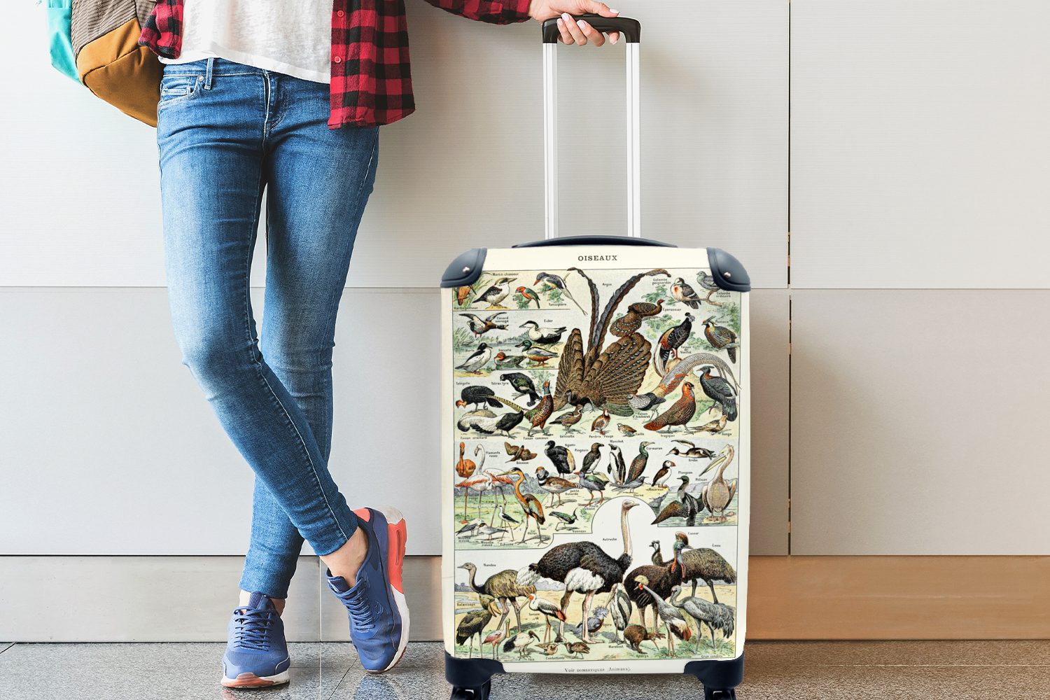 - rollen, - mit Reisetasche Vintage MuchoWow Tiere Reisekoffer Natur - Handgepäckkoffer für 4 - Rollen, Ferien, Trolley, Vogel Kunstwerk, Handgepäck