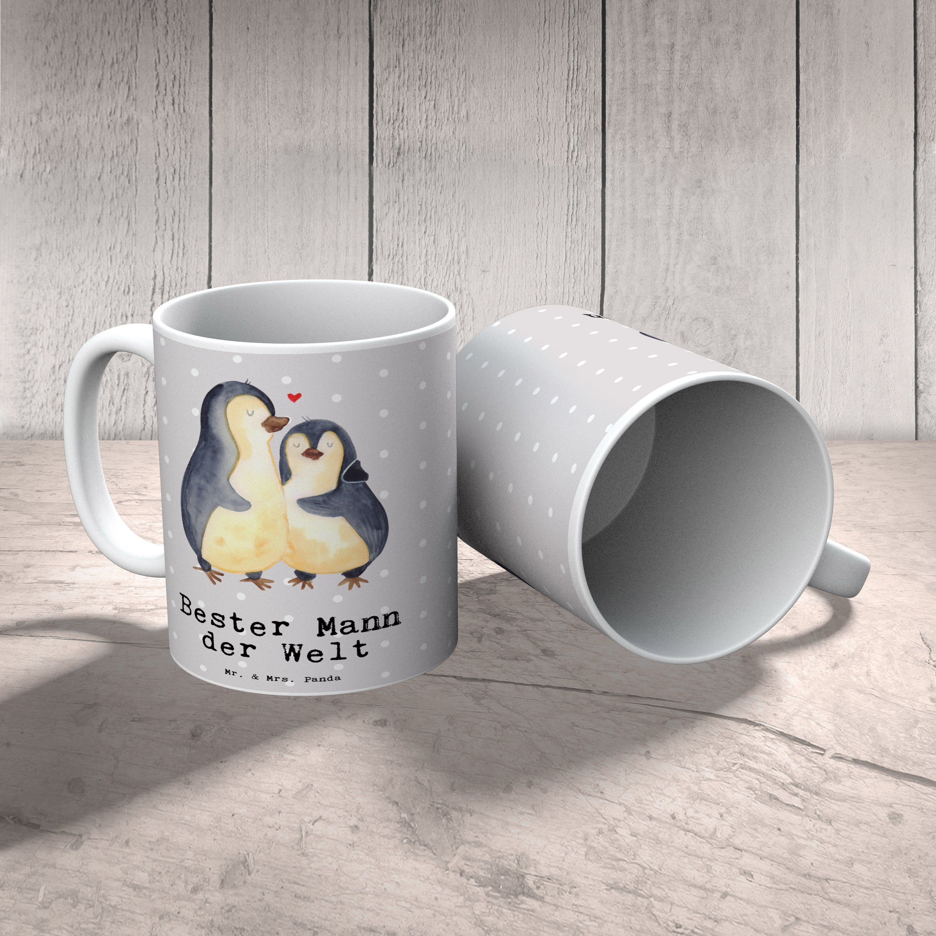 Mr. & Mrs. Panda der Lebensgefährt, - - Geschenk, Pinguin Pastell Grau Bester Keramik Mann Welt Tasse