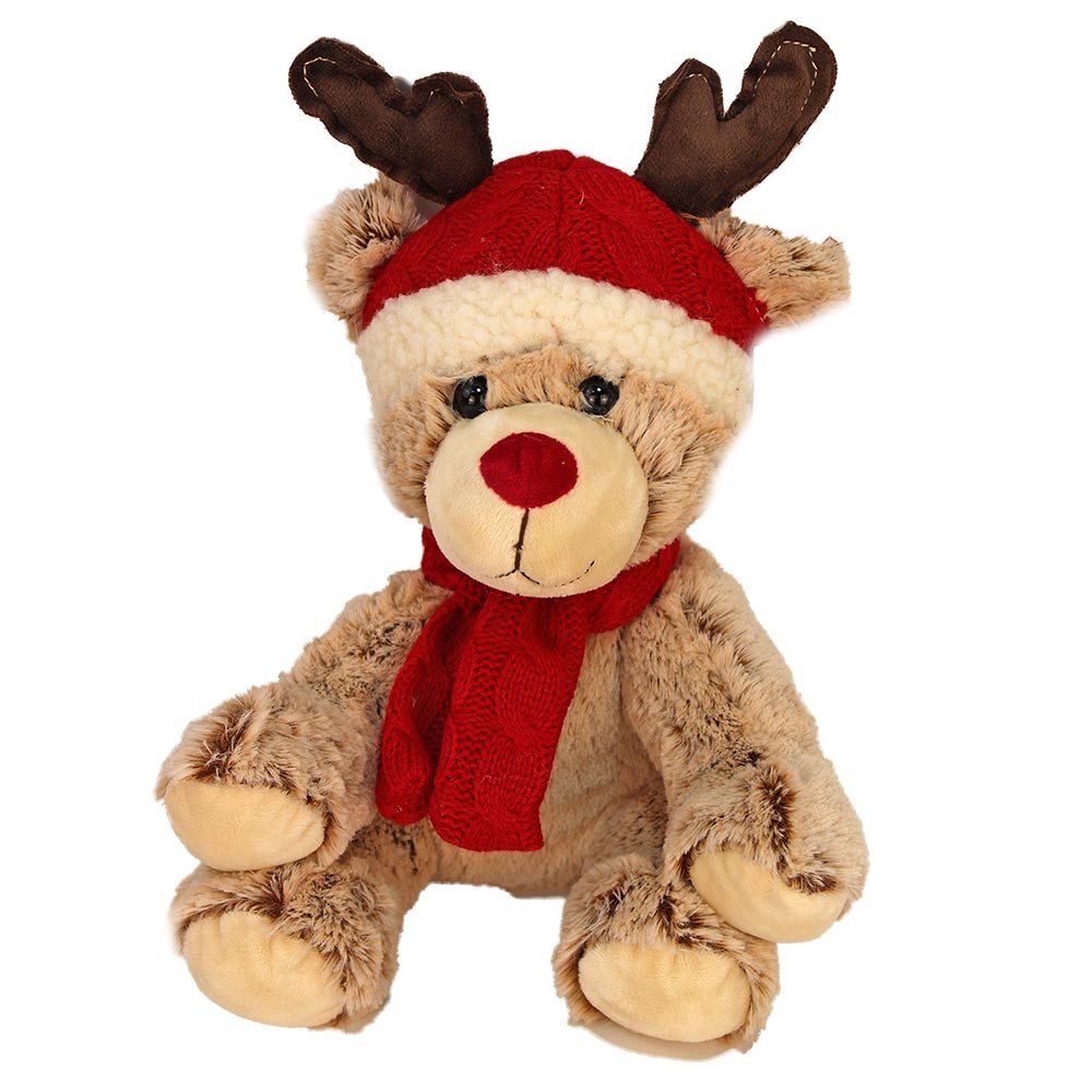 BEMIRO Tierkuscheltier Weihnachtsteddy mit Rentierohren in braun