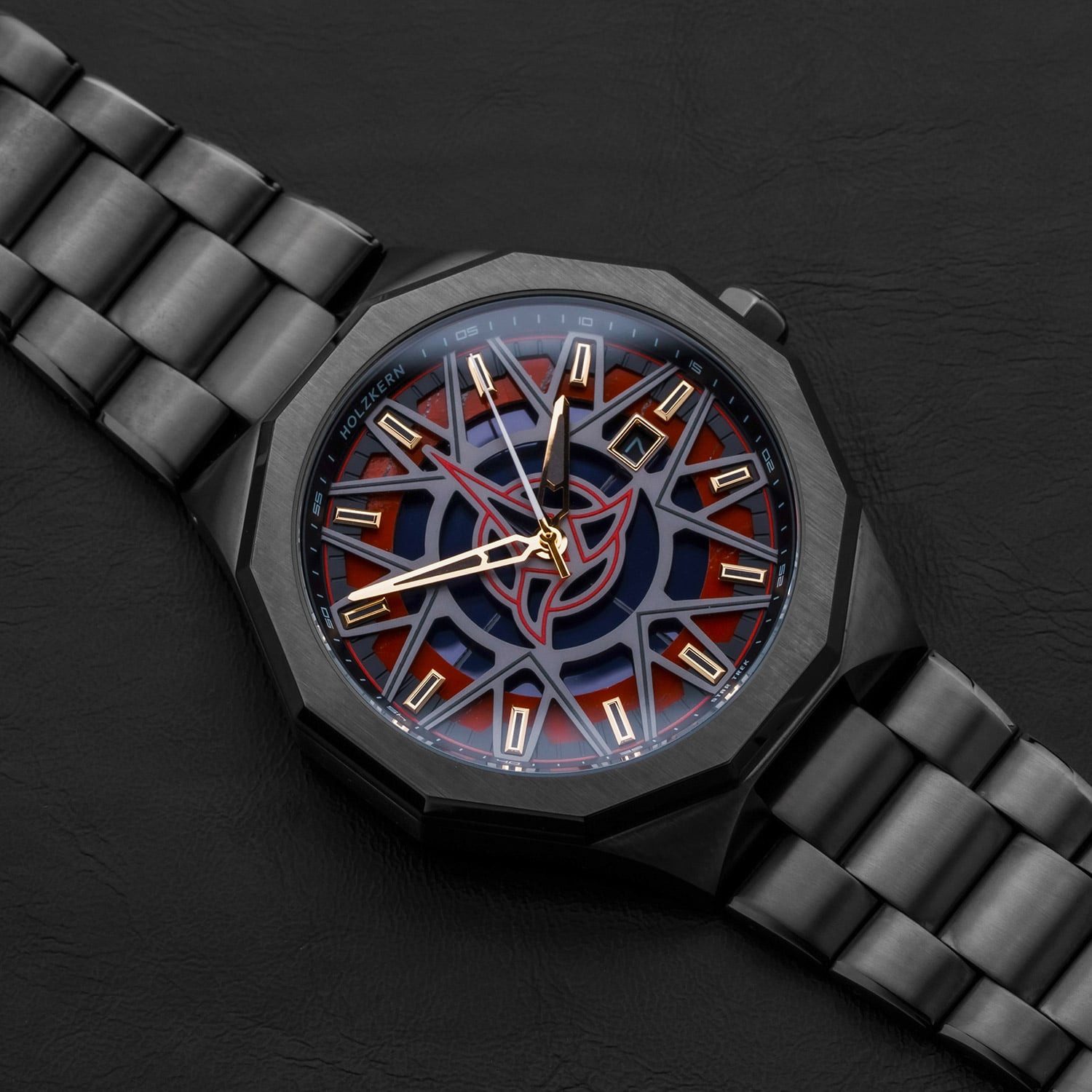 Holzkern Solaruhr 9010631023683, Herrenuhr Solar Star Trek™ Klingon Jaspis/Rot