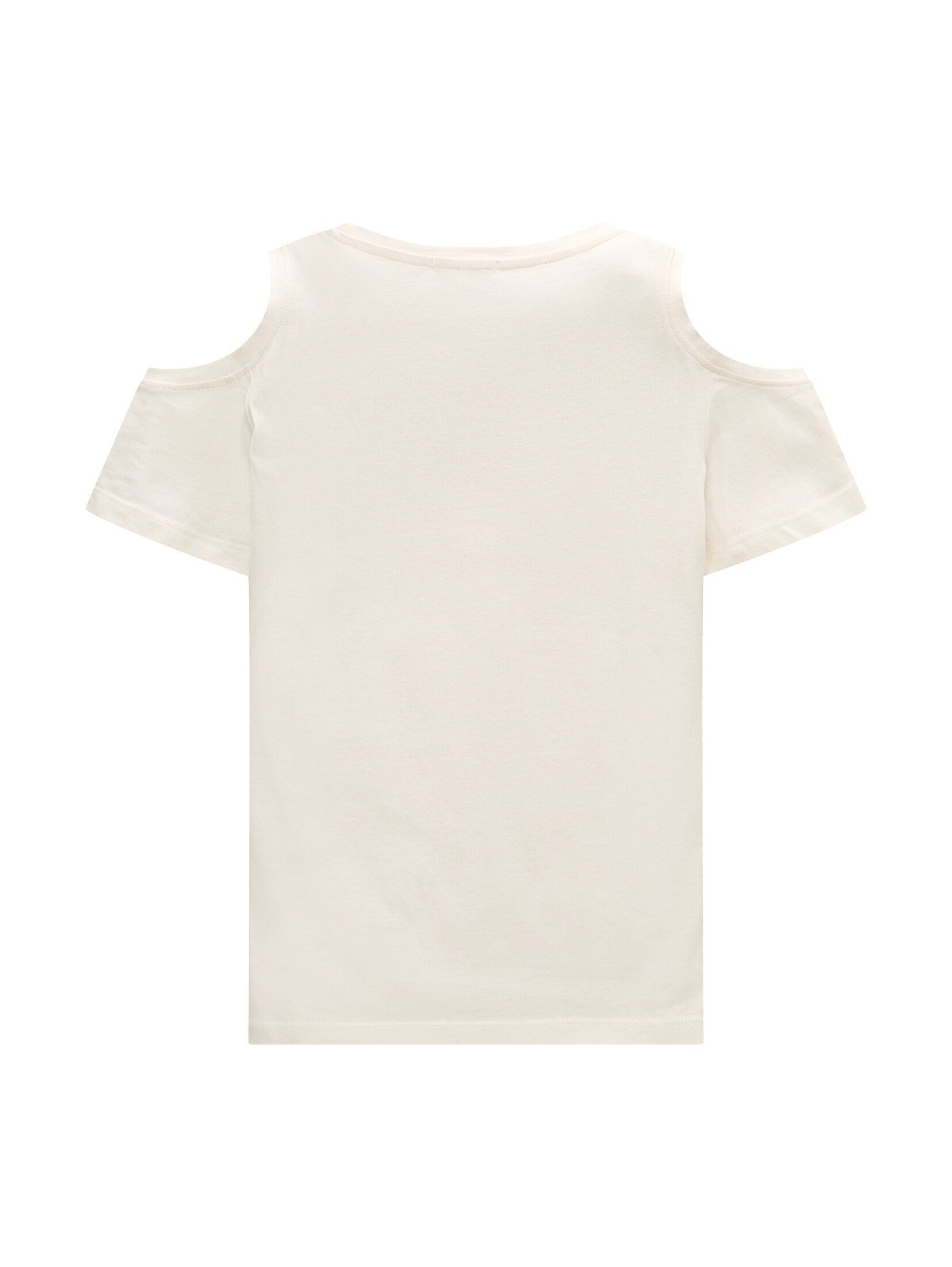 TOM TAILOR T-Shirt T-Shirt White mit Wool Cut-Outs