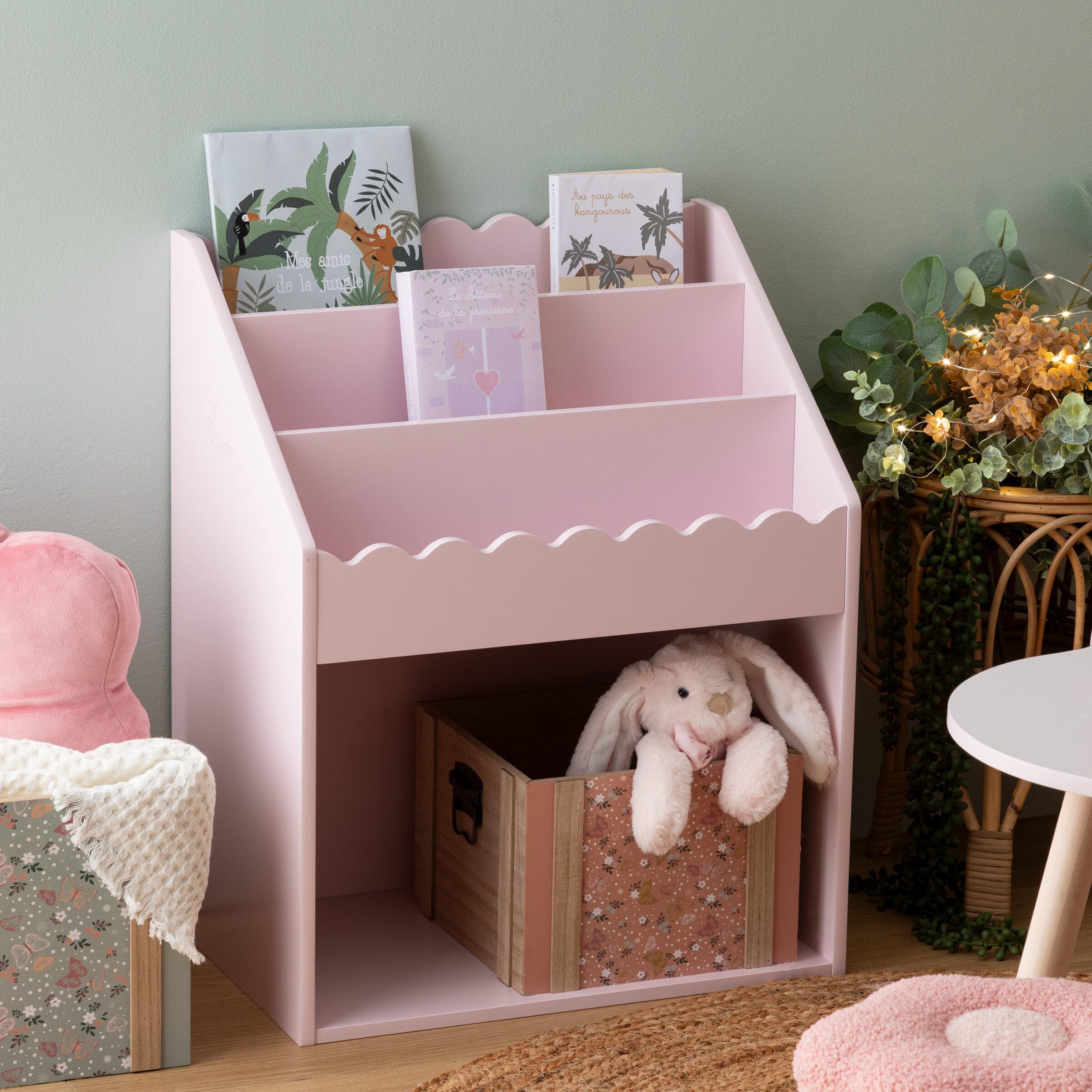 Atmosphera Créateur d'intérieur Standregal Kinderbuchregal WAVE mit Rüsche, 48 x 32 x 60 cm