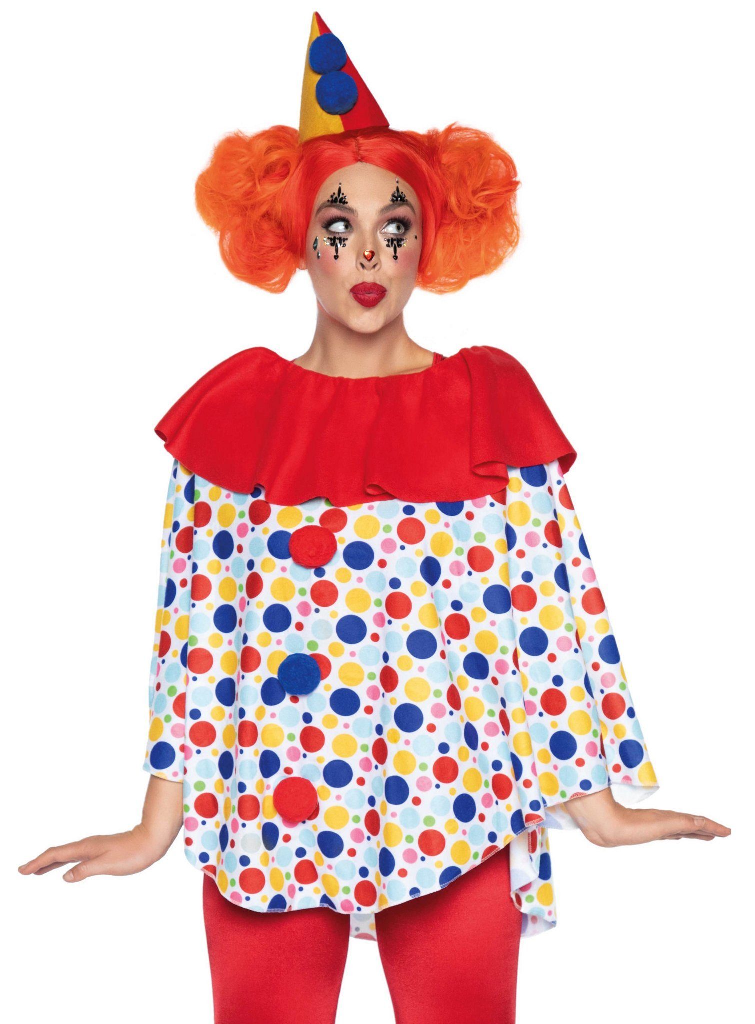 Leg Avenue Clown-Kostüm Clown Poncho - Kostüm für Fasching und Halloween, Einfach schnell verkleiden mit diesem Clown-Überwurf!