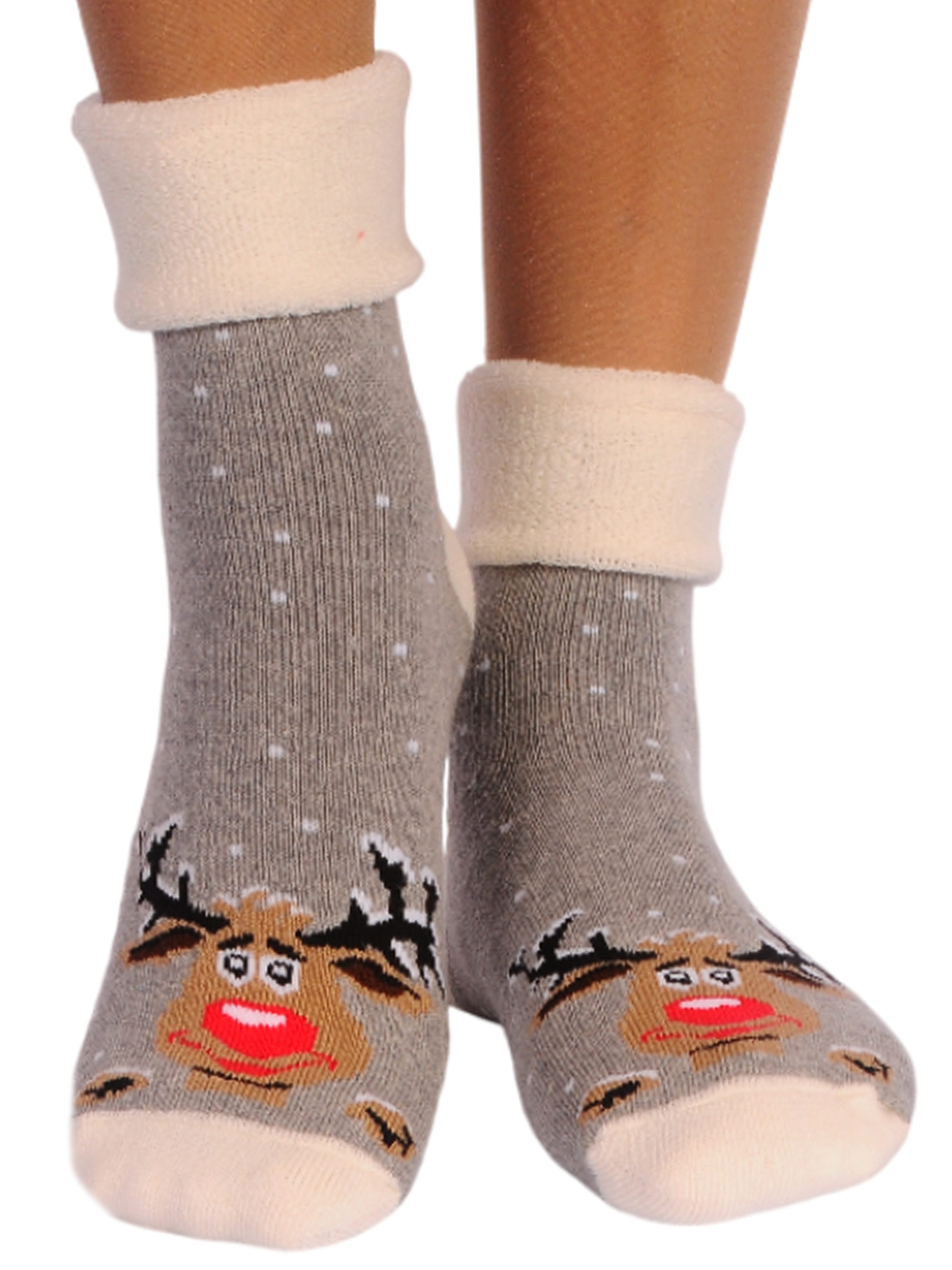 Thermosocken Haussocken Socken Weihnachten warme Weihnachtssocken mit Rentier