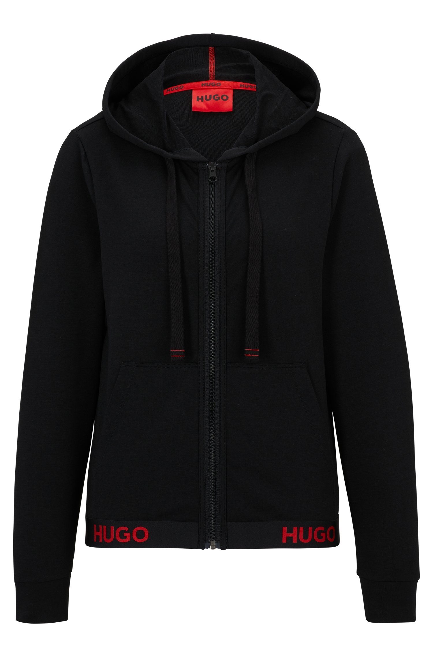 10249156 01 SPORTY Kapuzensweatjacke HUGO black Hugo mit LOGO_JACKET Logo-Schriftzug