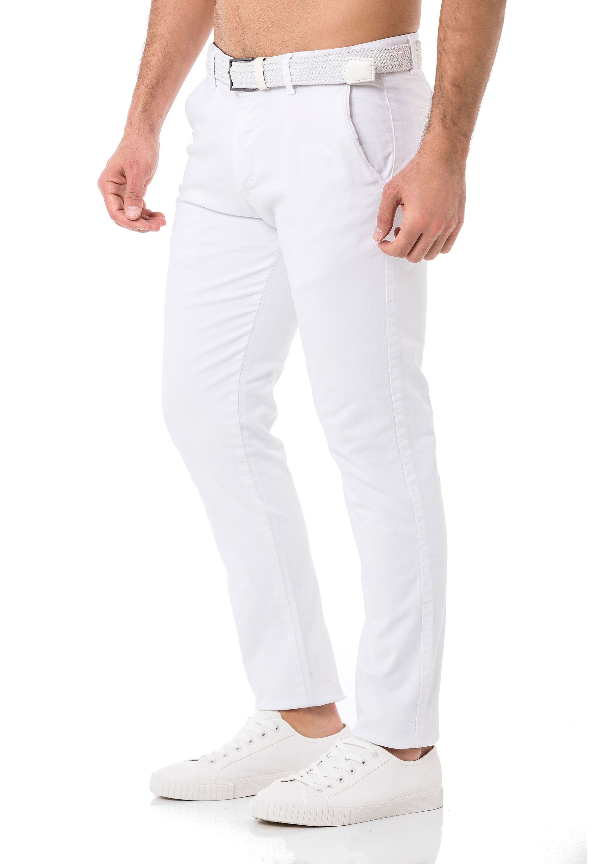 Chino RedBridge Pants Weiß Chinohose Hose mit Gürtel