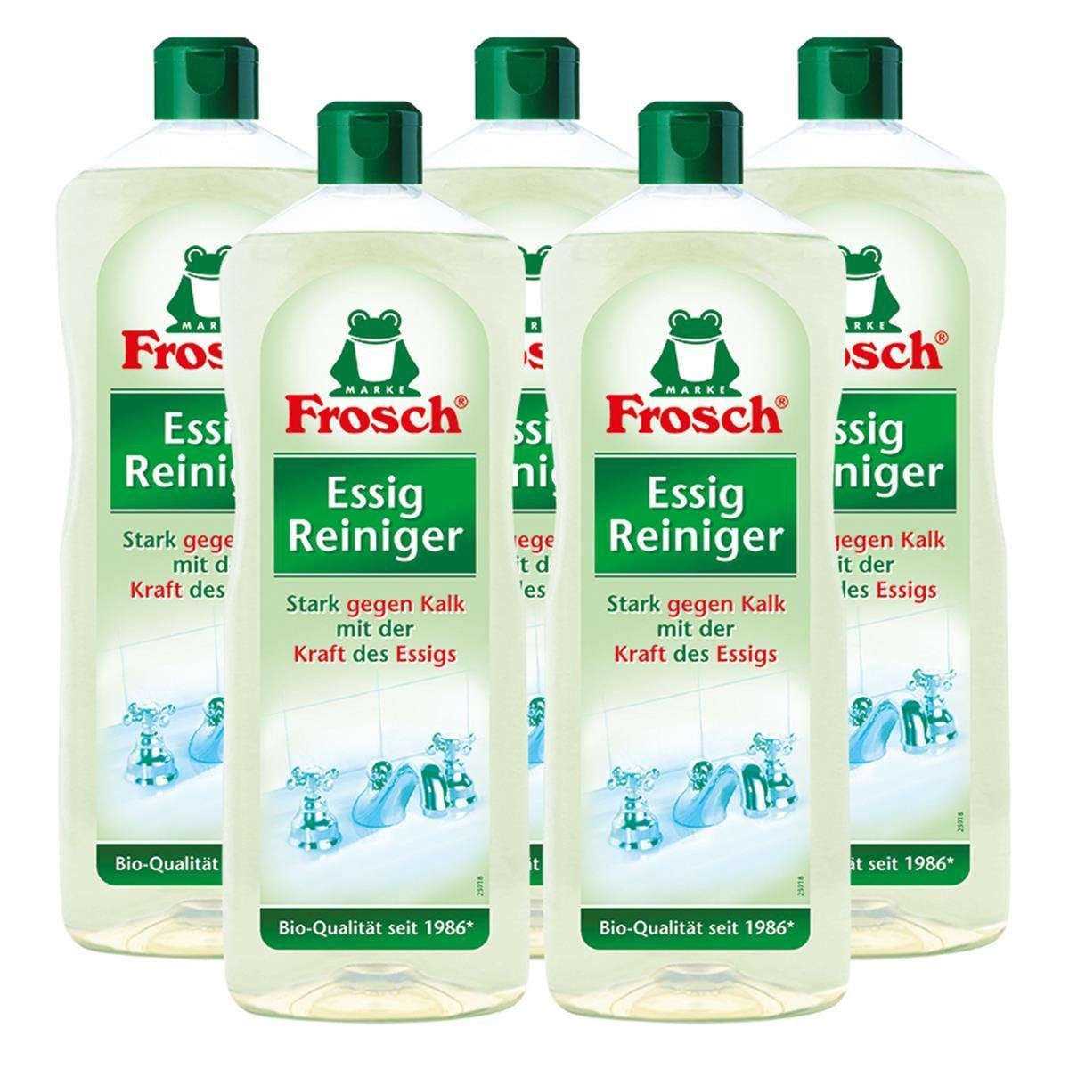 FROSCH 5x Frosch Essig Reiniger 1 Liter - Stark gegen Kalk Allzweckreiniger