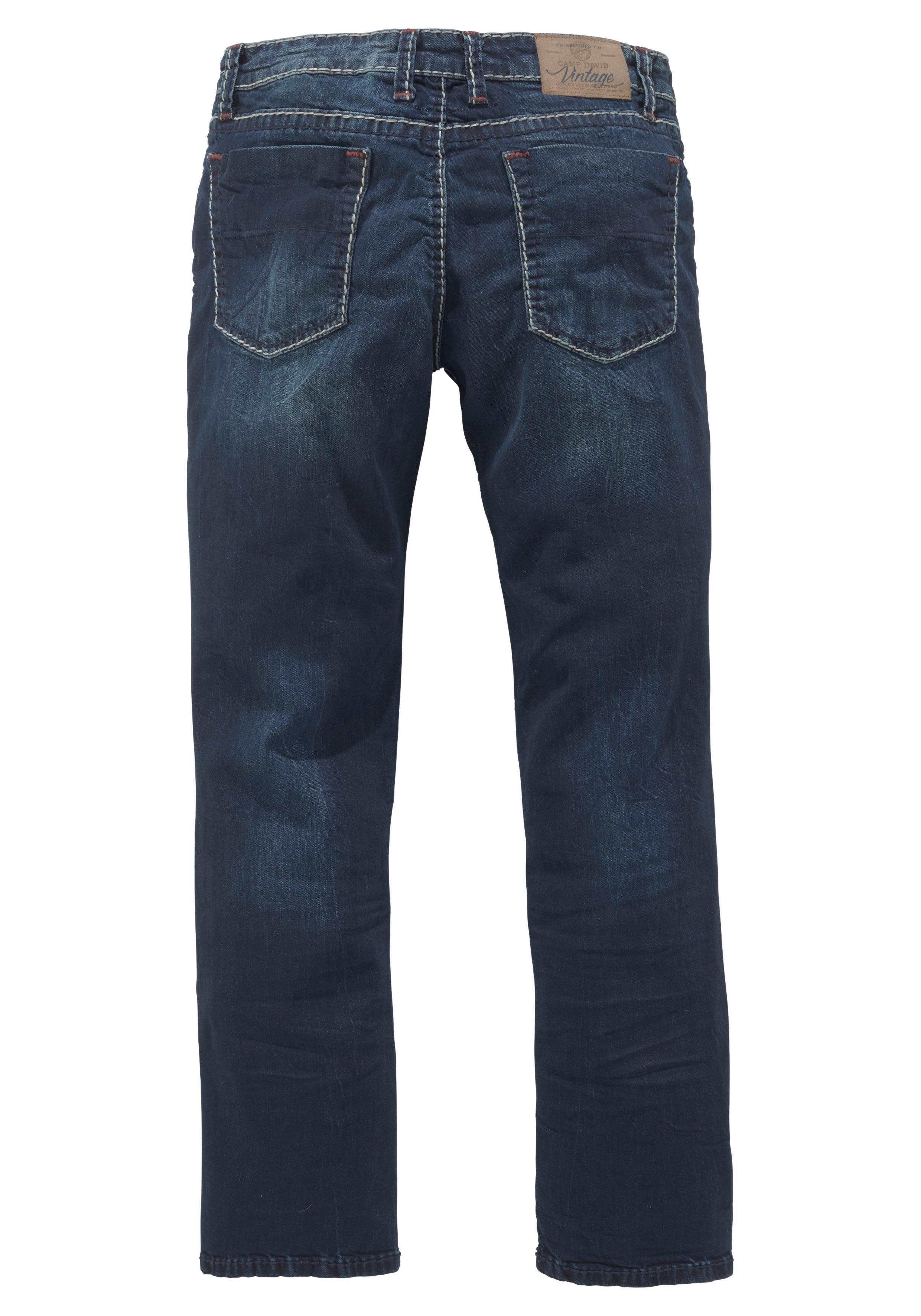 Straight-Jeans markanten mit Steppnähten dark-used NI:CO:R611 CAMP DAVID