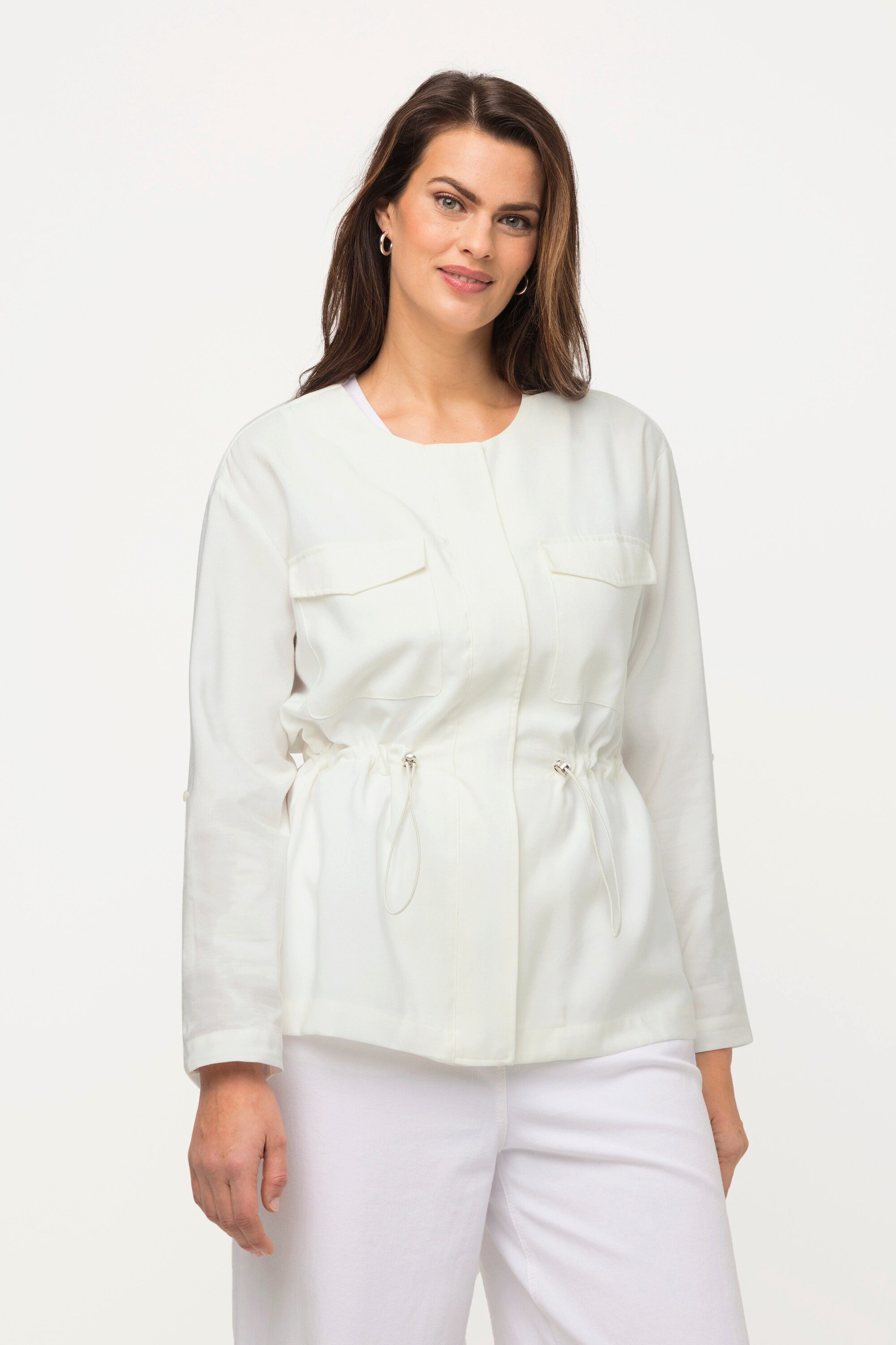 Ulla Popken Kurzjacke Jacke Tunnelzug Rundhals günstig online kaufen