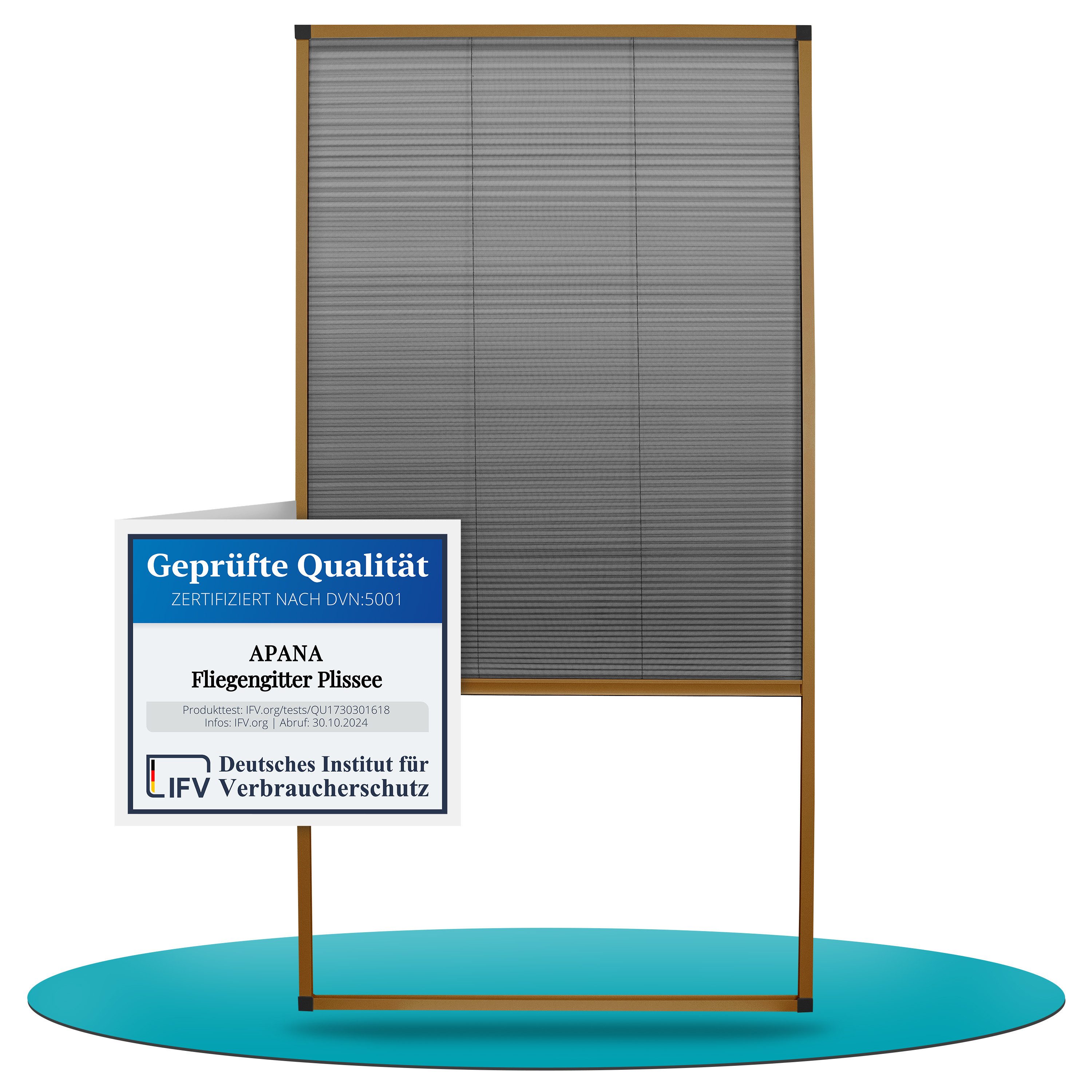 APANA Insektenschutz-Fensterrahmen Fliegengitter Insektenschutz Dachfenster Plissee Alurahmen Bausatz, Farbe:braun (RAL8001),Größe (Breite x Höhe):80 x 160 cm