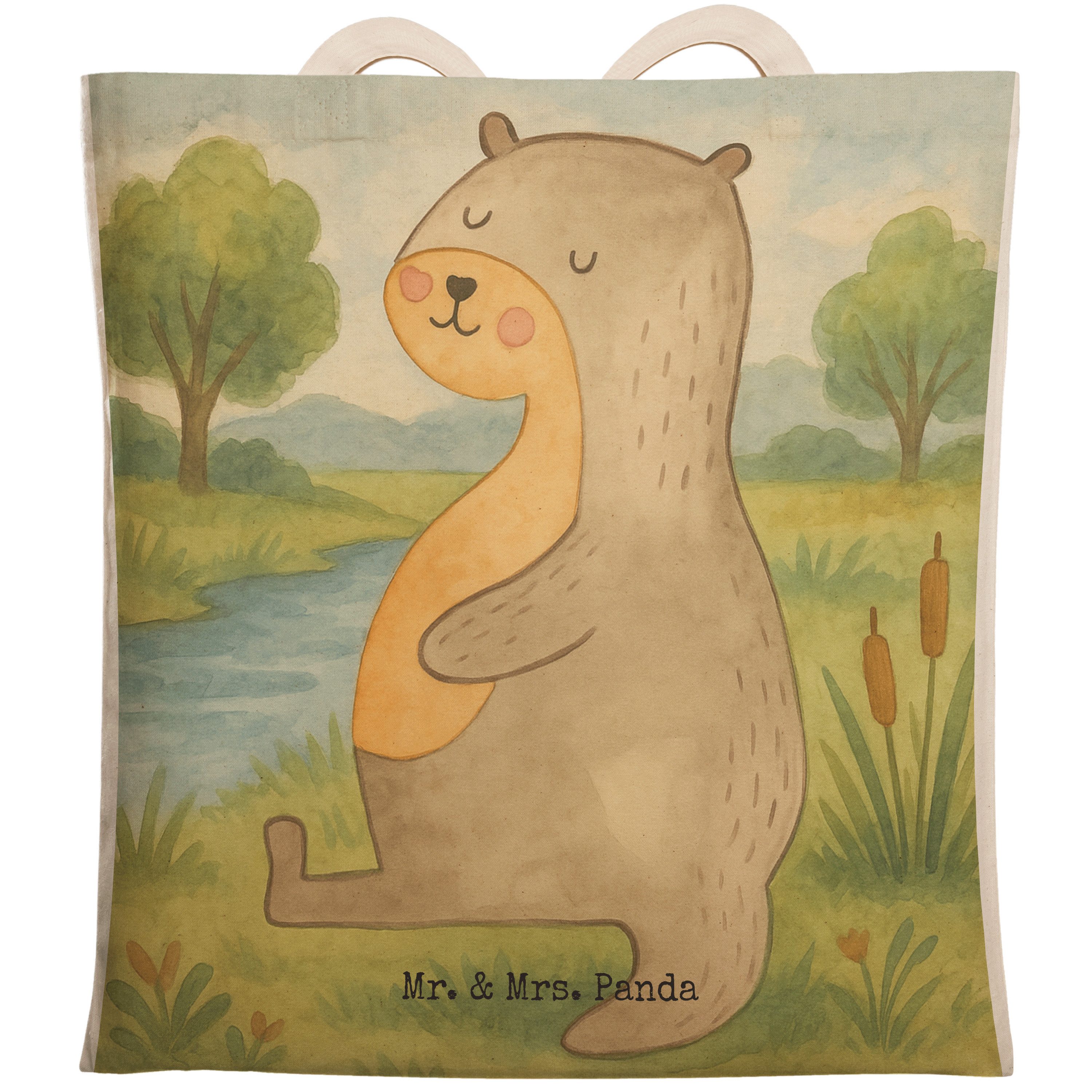 Tragetasche Otter Bauch Design, Stoffbeutel, Weiß, Tasche, voll Gefuttert, dick