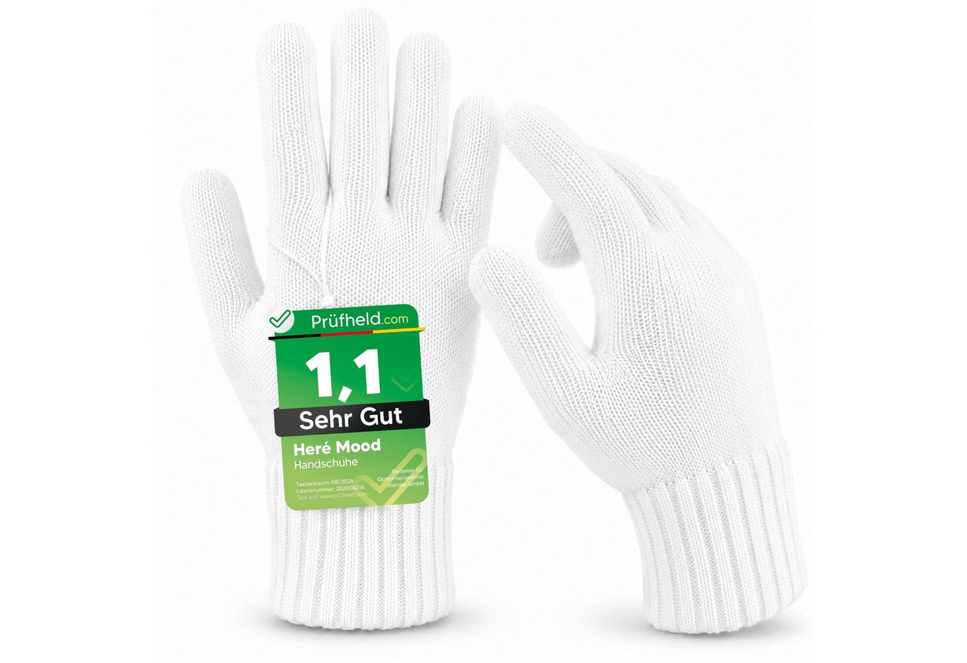 herémood Strickhandschuhe Fingerhandschuhe Damen Herren, Reithandschuhe Winter weich warm Strickhandschuhe Weiß, Thermo-Handschuhe Winteraccessoire, Note 1,1