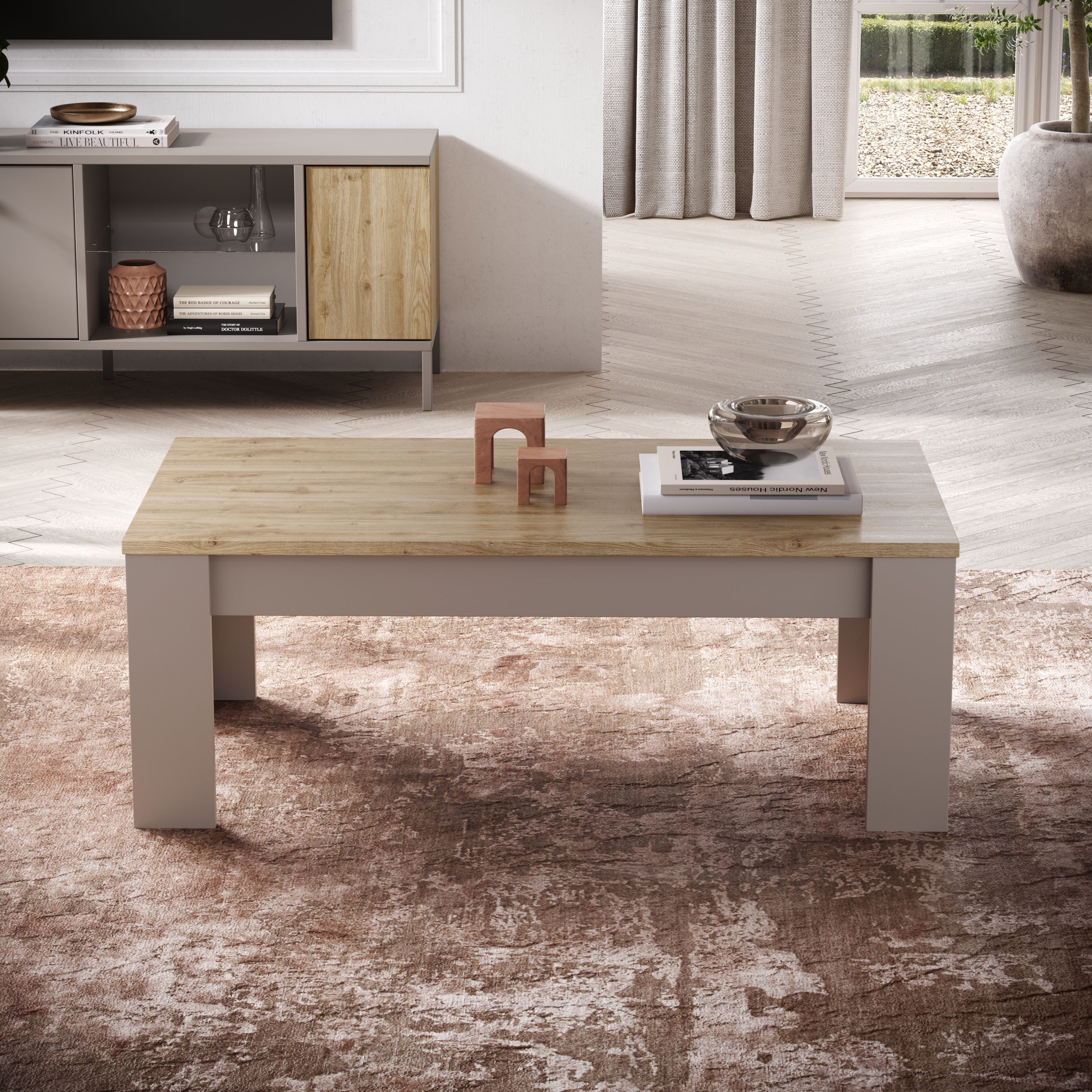 INOSIGN Couchtisch Gent 122 x 65 cm, Sofatisch, Wohnzimmertisch, Kaffeetisch, moderner rechteckiger Couchtisch, zweifarbig