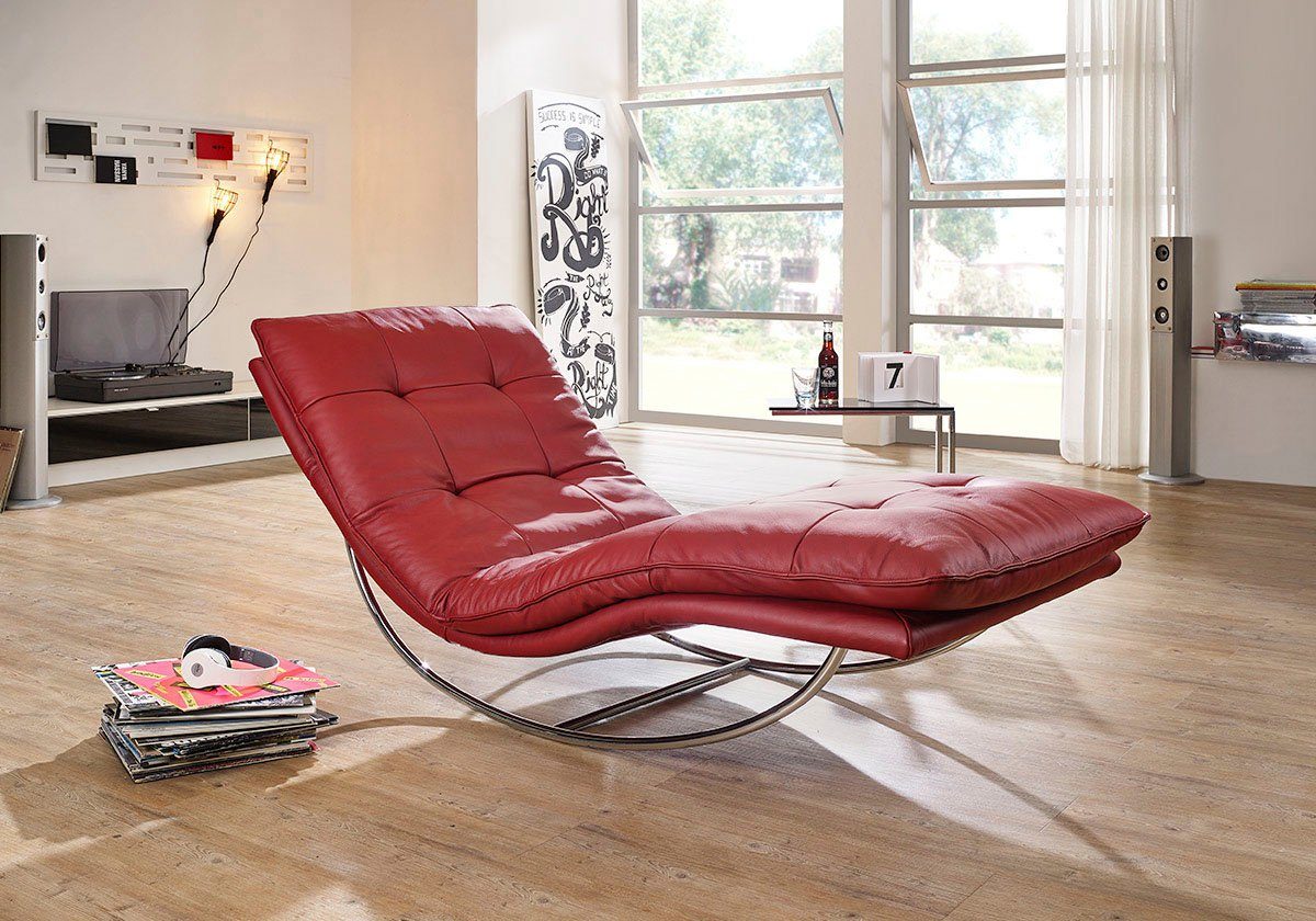 W.SCHILLIG Relaxliege daily dreams, in Waffelkissen-Optik, Schaukelgestell Chrom glänzend, in 2 Breiten