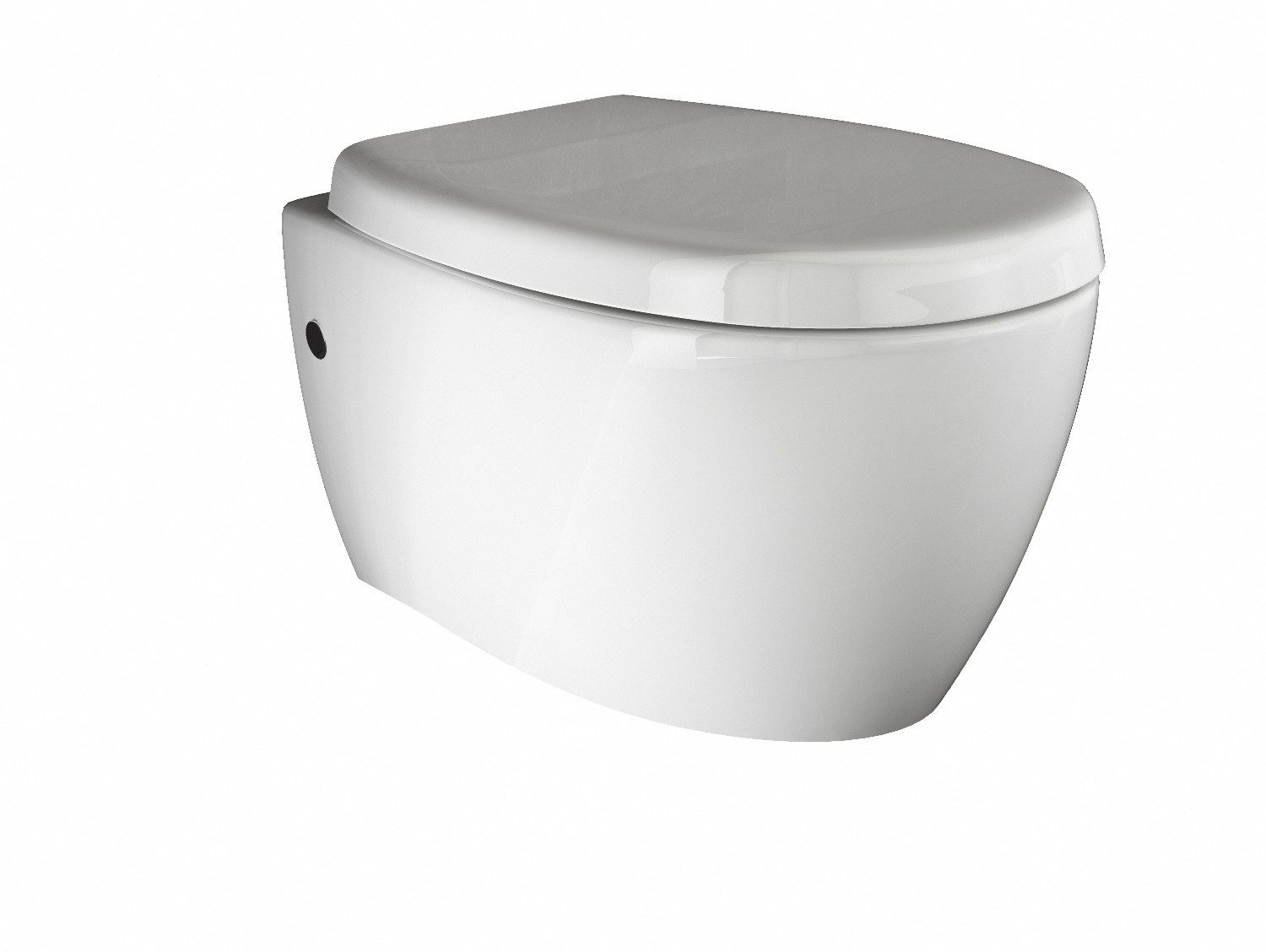 Aqua Bagno Tiefspül-WC Spülrandlose Toilette, Softclose WC-Sitz, weiß, Hänge WC, wandhängend, Abgang waagerecht