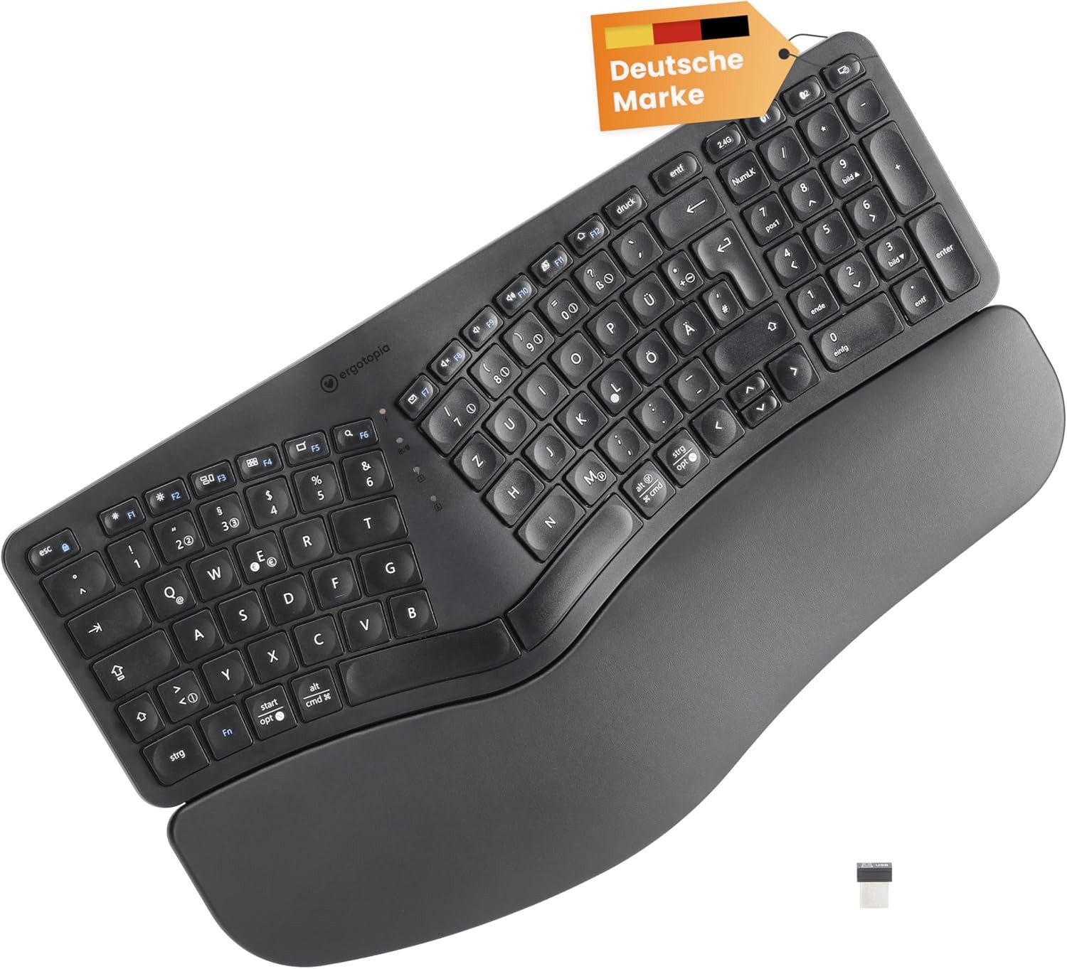 Ergotopia Wavelet - Ergonomische Bluetoothtastatur für schmerzfreies Tippen ergonomische Tastatur