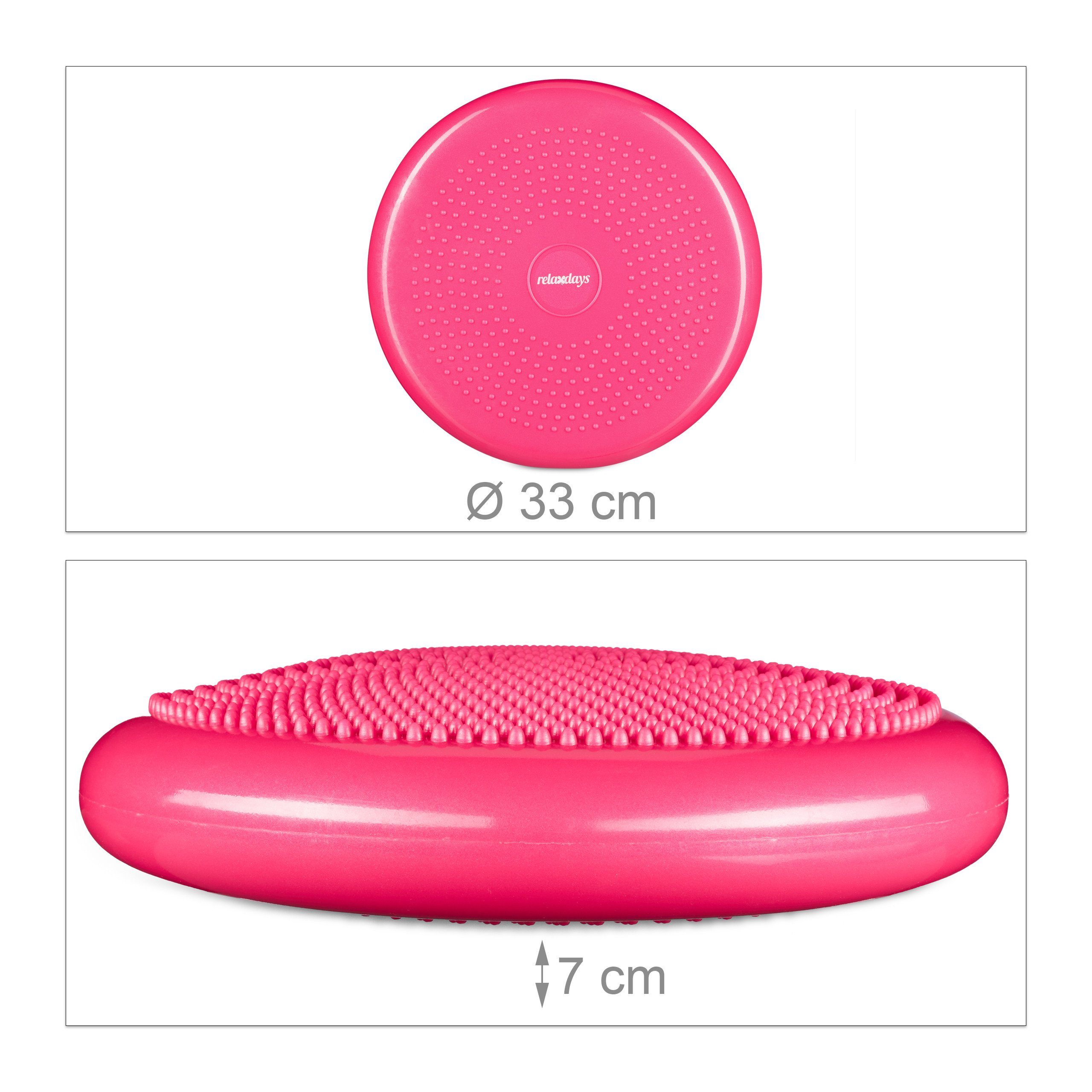 relaxdays Balancekissen mit Luftpumpe Balance 3 pink x Kissen