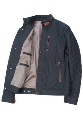 Lolus Lederjacke Jack Dunkelblau Braun Sportliche und feine Steppjacke aus Lammnappa Leder