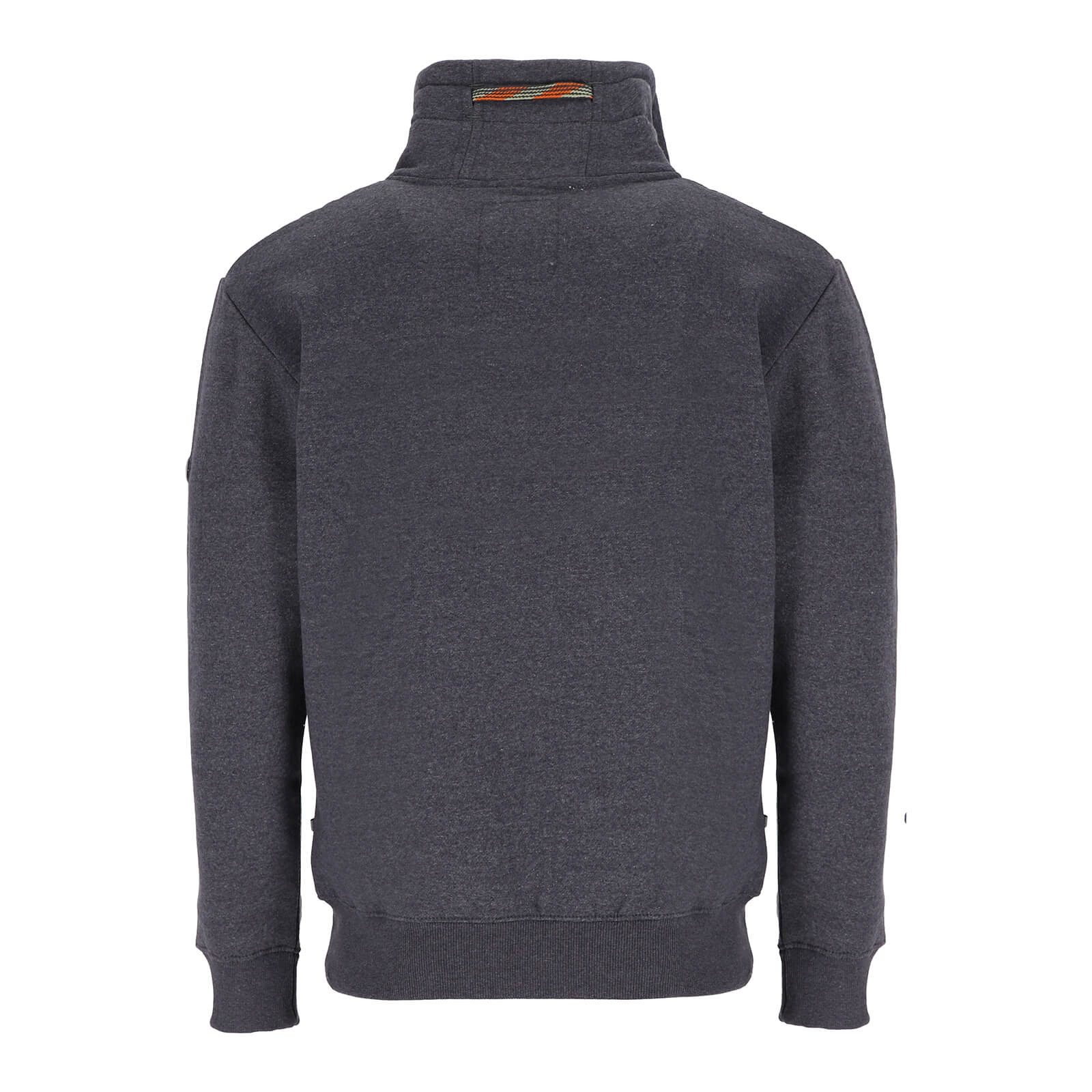 Leitfeuer Langarmshirt 80831 Herren Sweatshirt-Pullover mit Reißverschluss-Stehkragen und Backprint