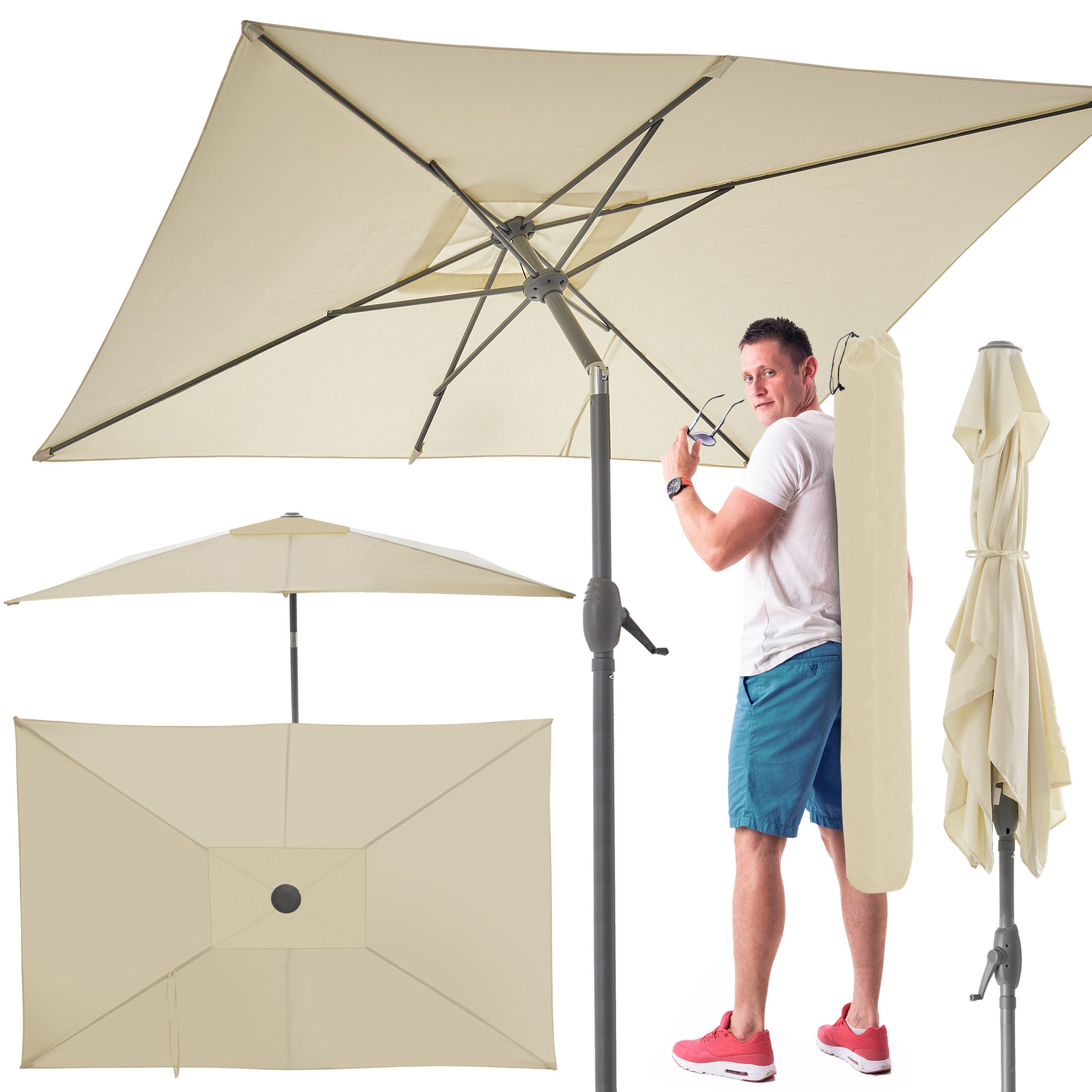 TOM Sonnenschirm mit Kurbel 140x210cm Rechteckig günstig online kaufen