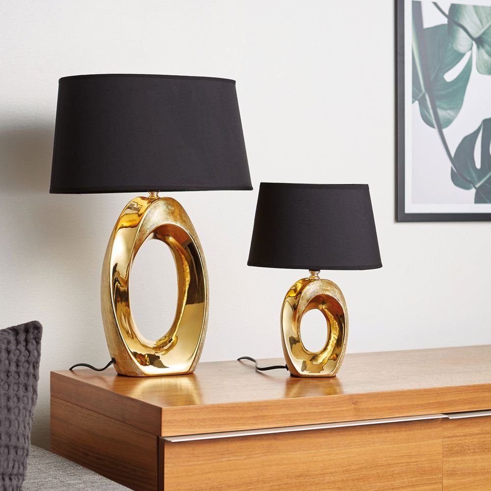 etc-shop Tischleuchte, Tischlampe Leuchtmittel Wohnzimmer gold Nachttischleuchte nicht Textil inklusive