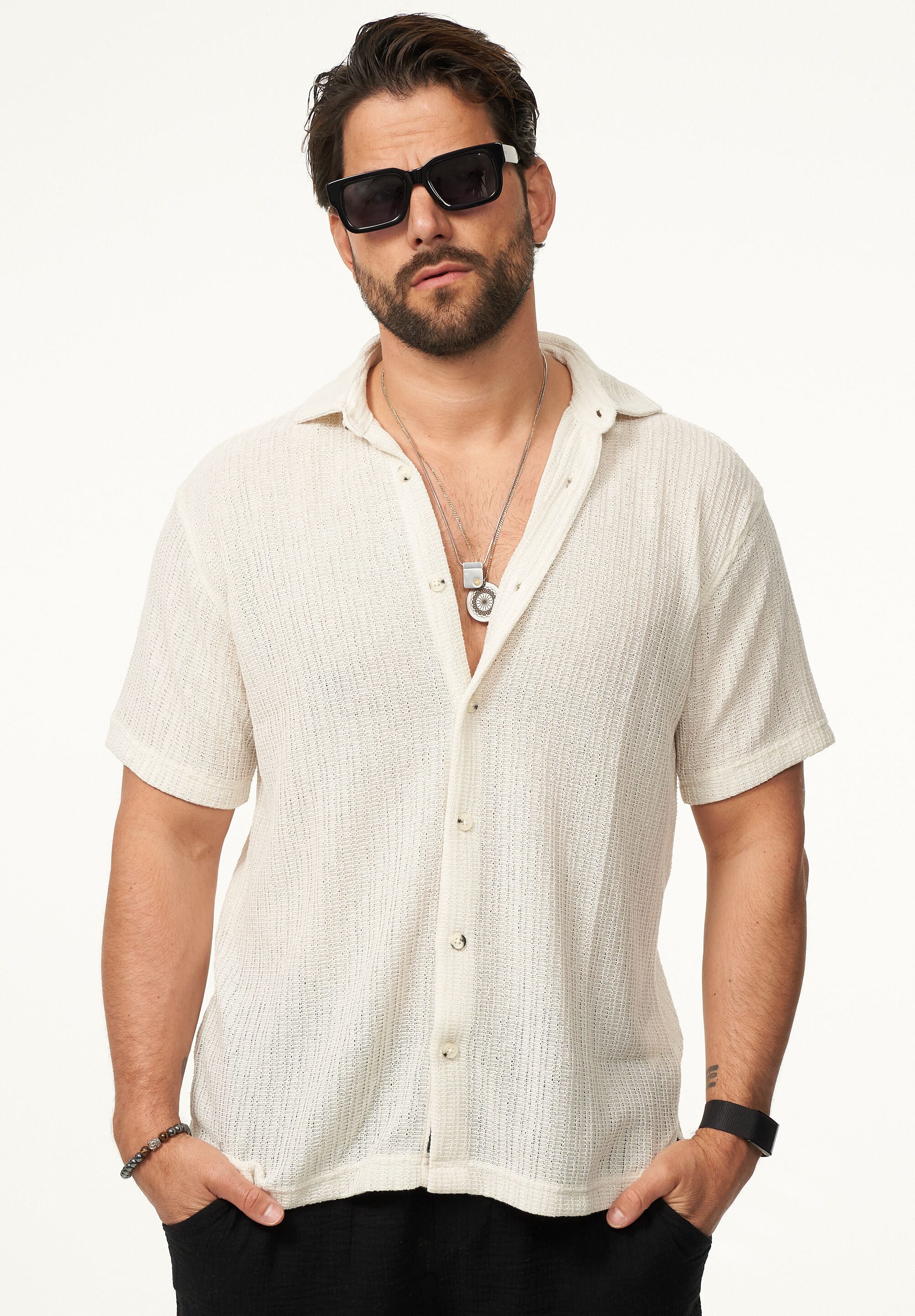 CARISMA Kurzarmhemd im Vintage Summer-Look als Strickhemd Herren Kurzarm Strick Polo-Hemd T-Shirt im lockeren Retro-Stil – Bild 4 von 5