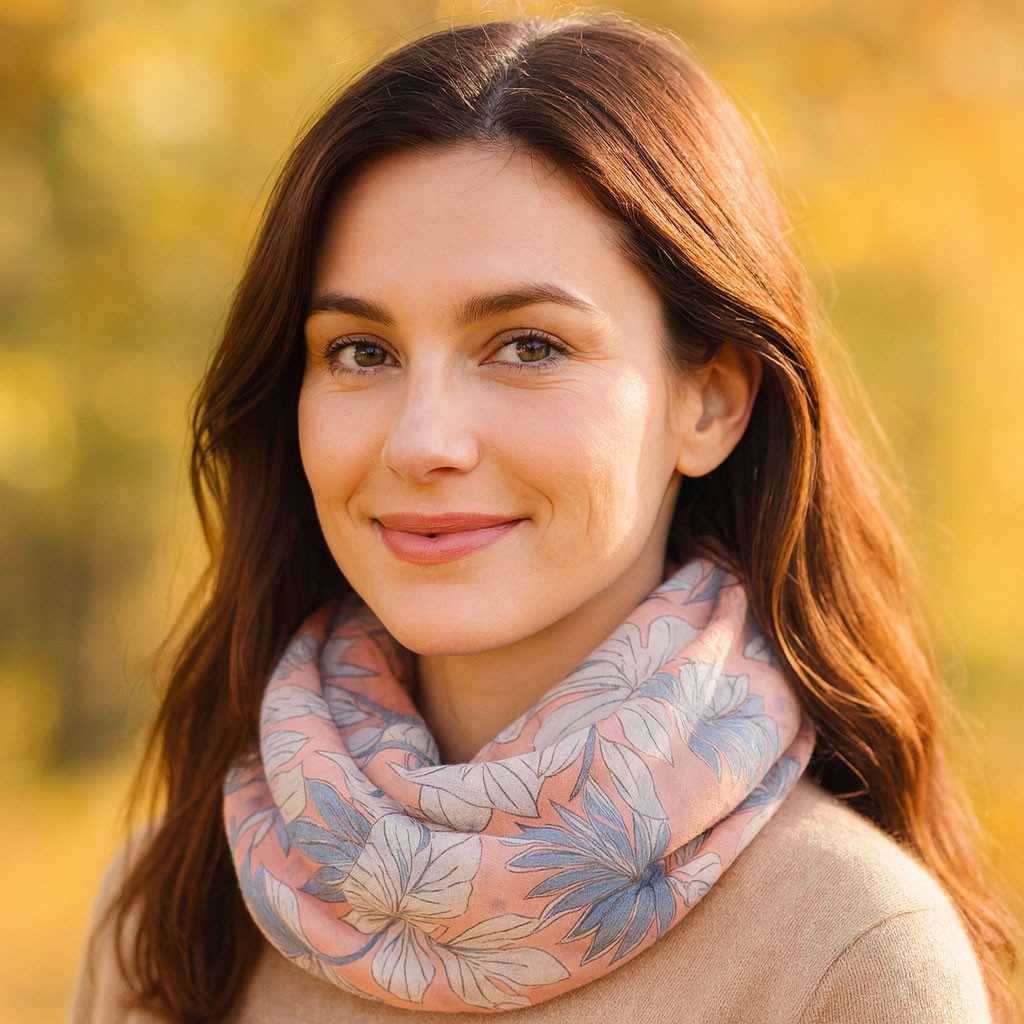 Faera Loop, Damen Schal weich leicht florale Blättern und Blüten Loop Runds günstig online kaufen