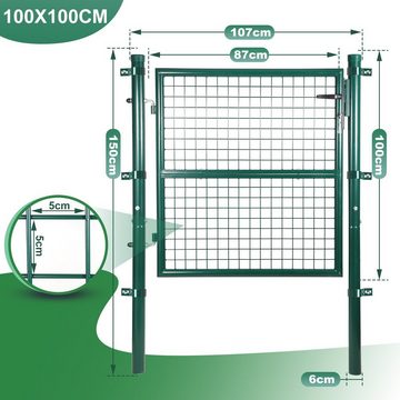 Randaco Gartentor 100-150CM Gartentür Zauntor Gartenzaun Zauntür Gartenpforte Hoftür, mit Schloss, Türklinke und Schlüssel