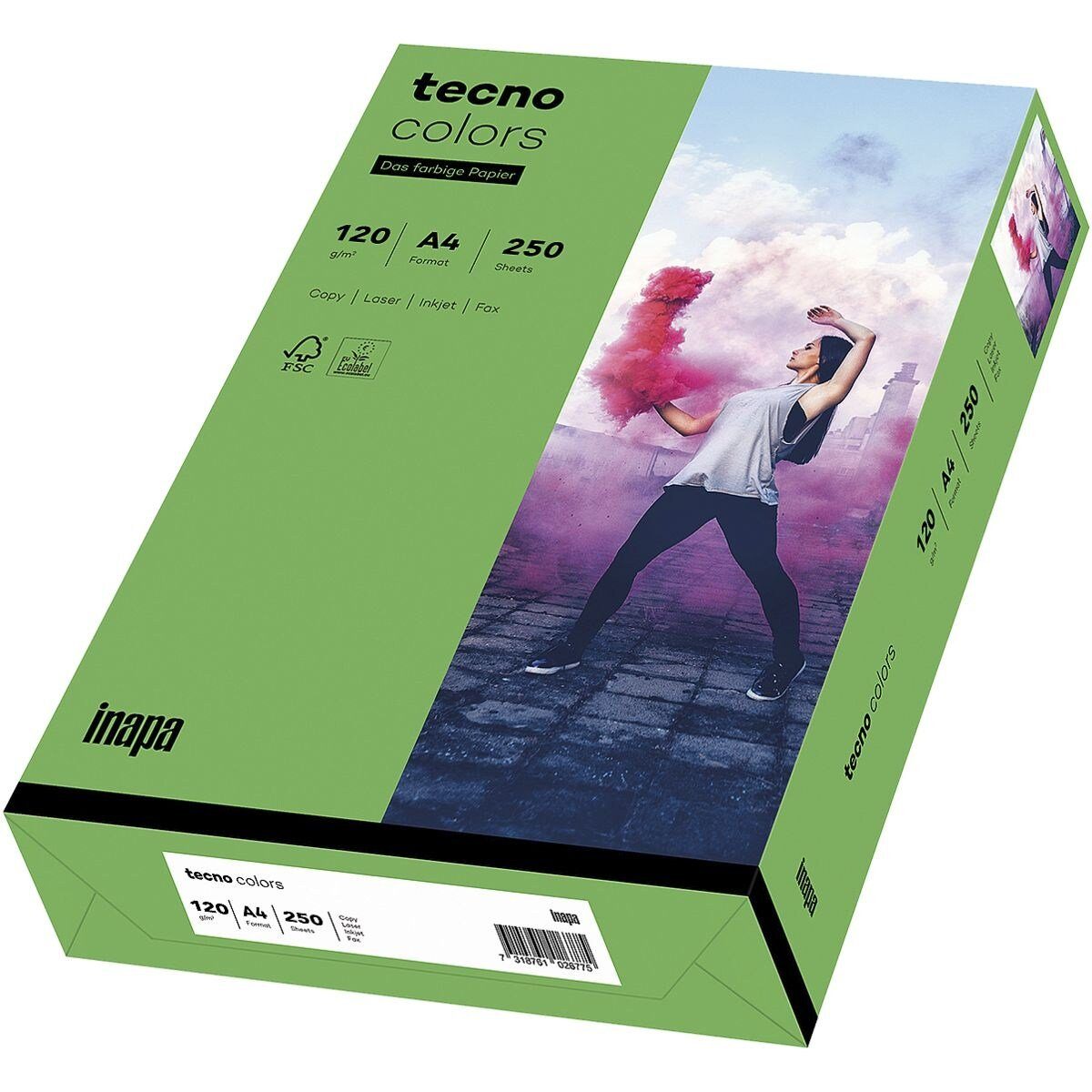 tecno Colors, intensivgrün 120 DIN Intensivfarben, Rainbow tecno Format Drucker- und A4, Kopierpapier g/m², Blatt Inapa / 250