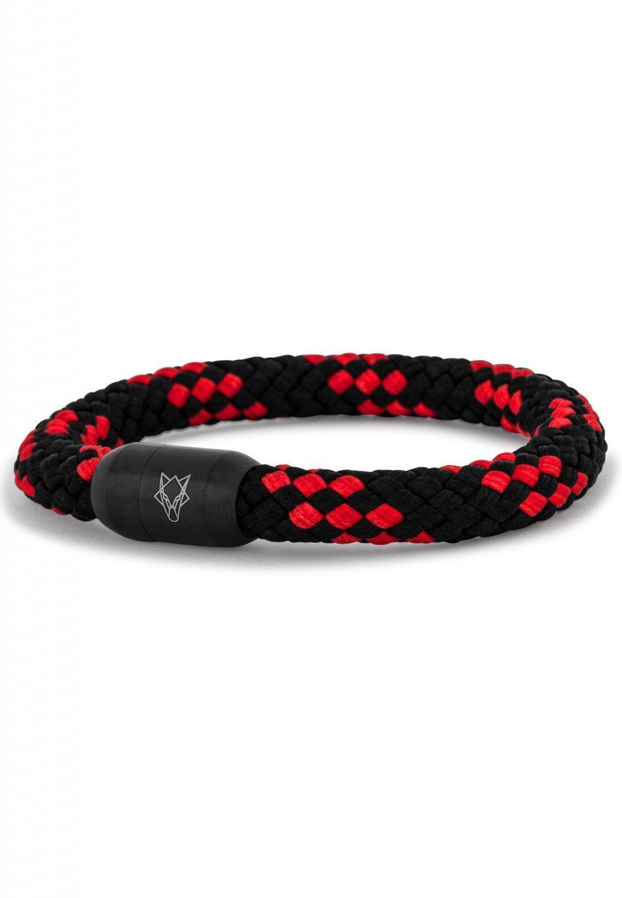 Akitsune Armband Portus Segeltau-Armband Mattschwarz - Schwarz-Rot 18cm