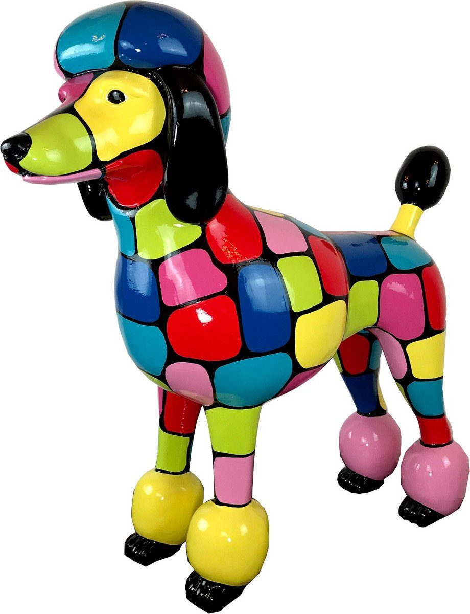 Casa Padrino Skulptur Designer Gartendeko - Wetterbeständige x 64 H. Dekorative Figur 63 Gartenfigur - Tierfigur Bunt Gartendeko Pudel Hund Skulptur cm 