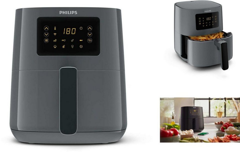 Philips Fritteuse Airfryer Fritteuse ohne Öl Philips HD925560 Schwarz Grau  SchwarzGrau 1, 1400 W