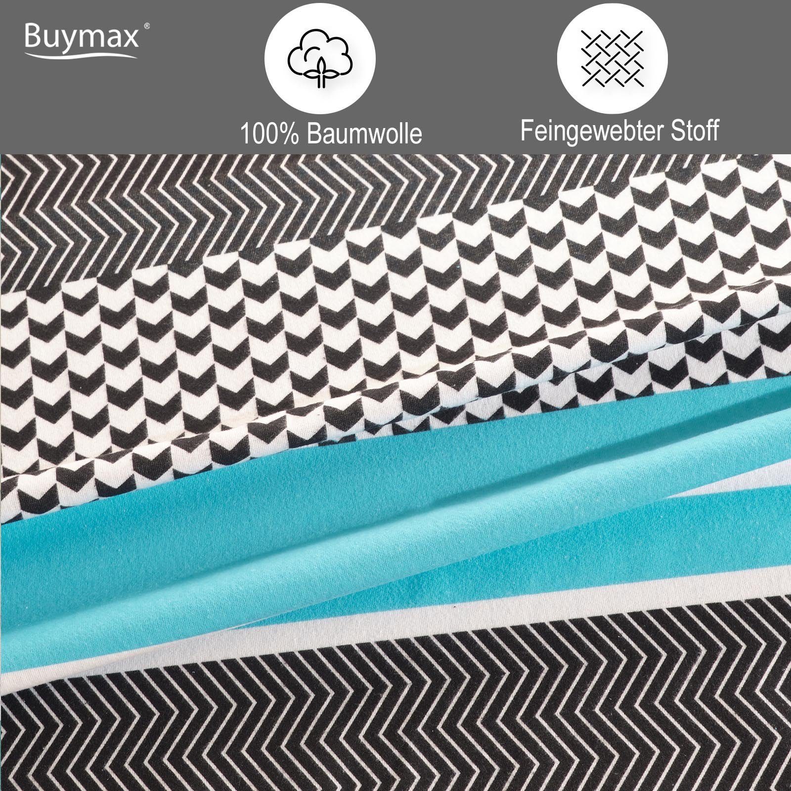 Buymax Bettwäsche, Biber, 3 teilig, 200x220 cm Flanell 100% Baumwolle Winterbettwäsche mit Reißverschluss