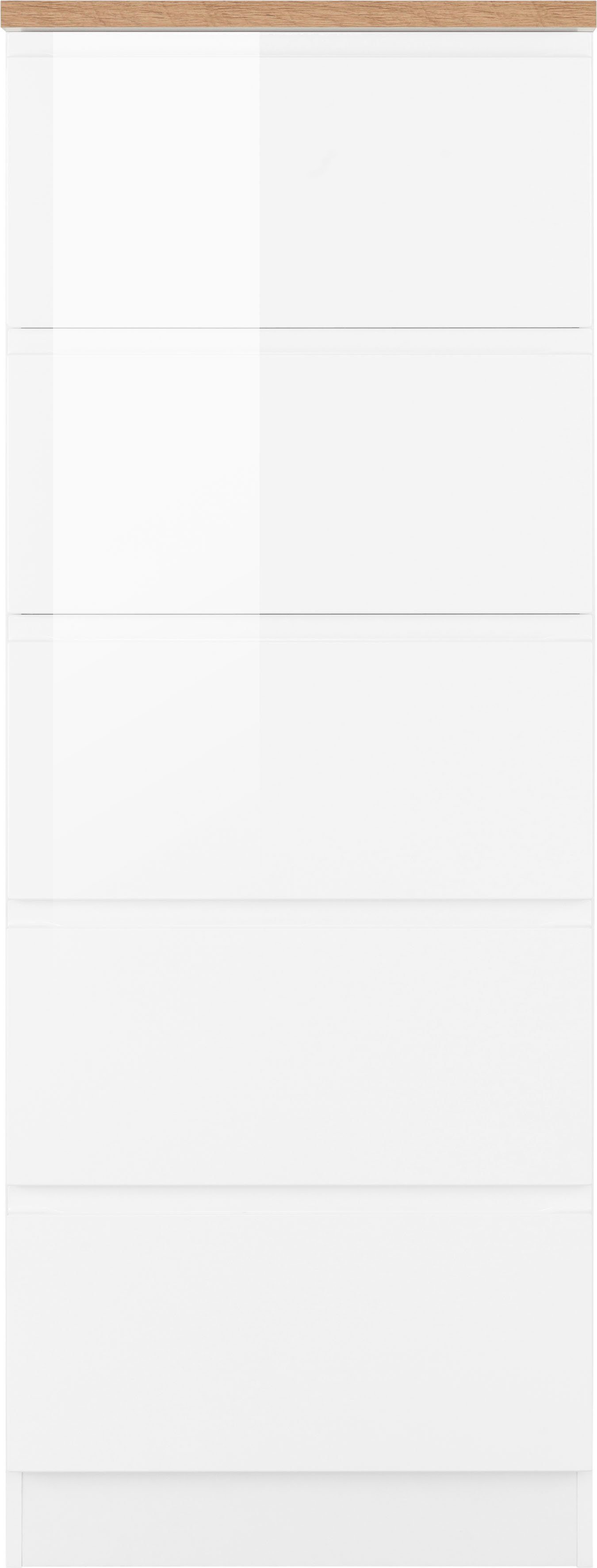 HELD MÖBEL Vorratsschrank 5 60 weiß mit Virginia cm breit, Auszügen Hochglanz/wotaneiche