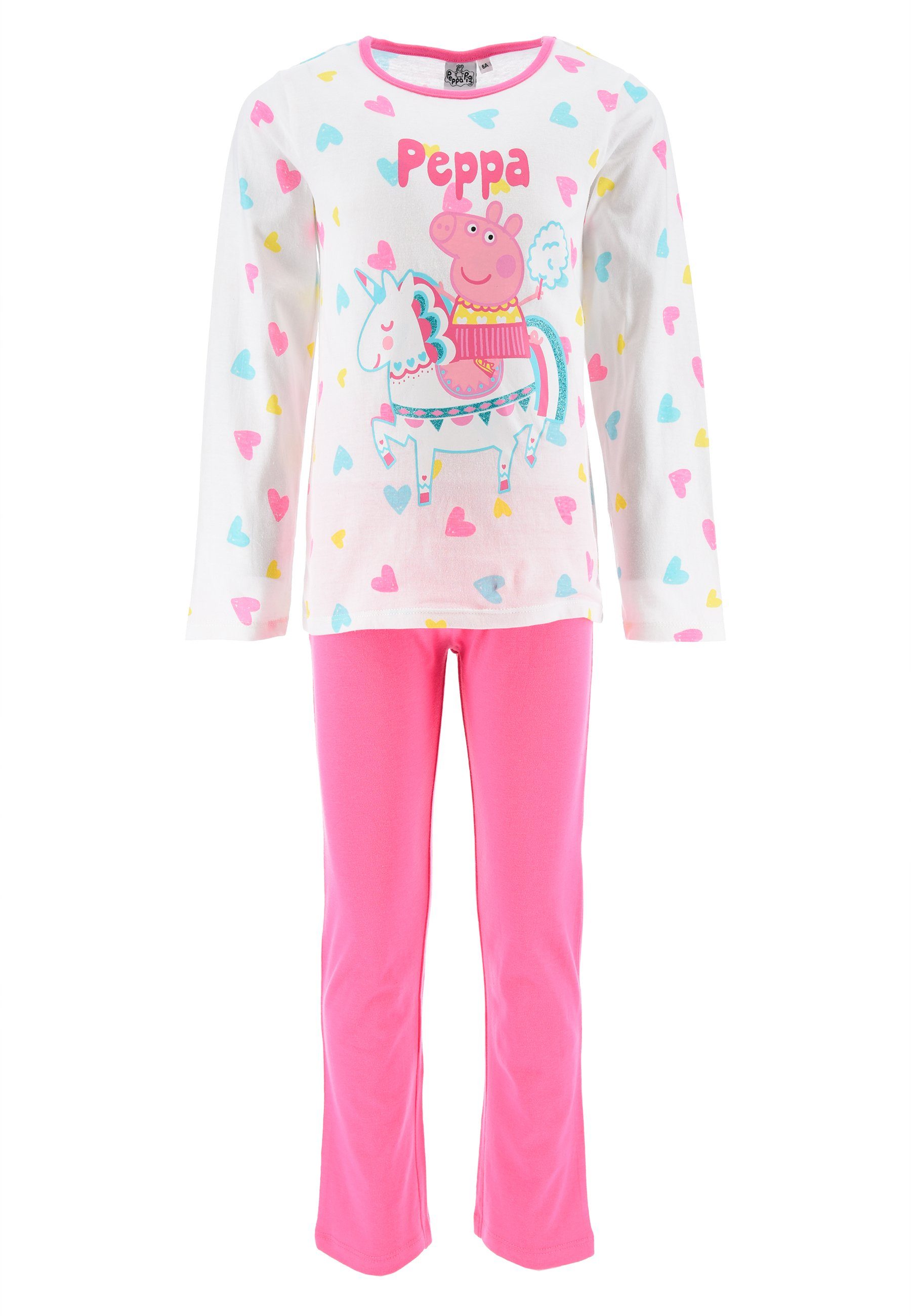 Peppa Pig Schlafanzug Peppa Wutz Kinder Mädchen Schlafanzug Kinder Pyjama Langarm Shirt + Schlaf-Hose (2 tlg) Pink