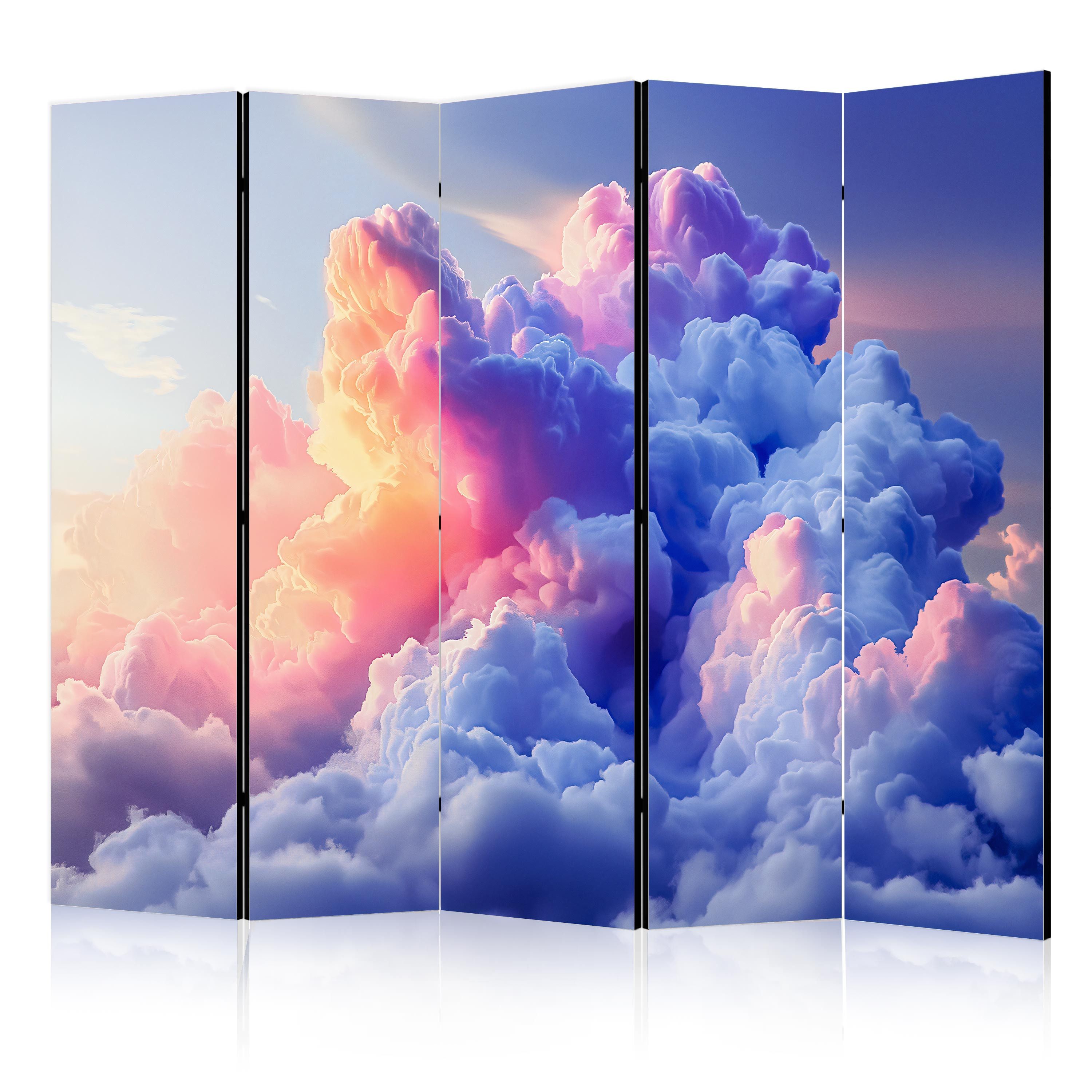 Muralo Paravent 5-teilig Raumteiler klappbar Bunte Wolken (Packung, 1 St., 225x172 cm), 3 Varianten, Für das Wohnzimmer, das Schlafzimmer