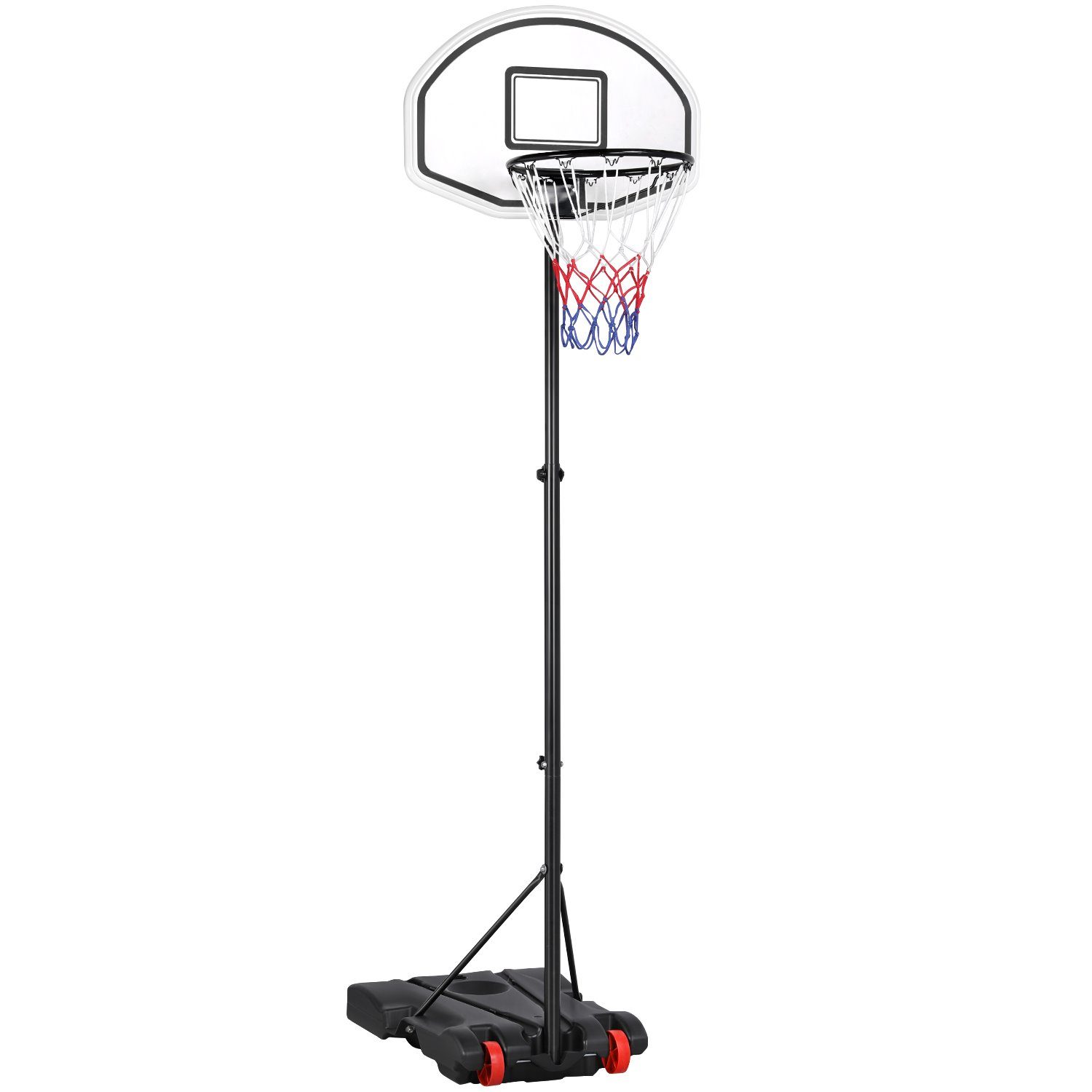 Yaheetech Basketballständer Basketballkorb mit Ständer Outdoor Basketballanlage Standfuß mit Wasser oder Sand befüllbar Korbanlage 219-279 cm höhenverstellbar